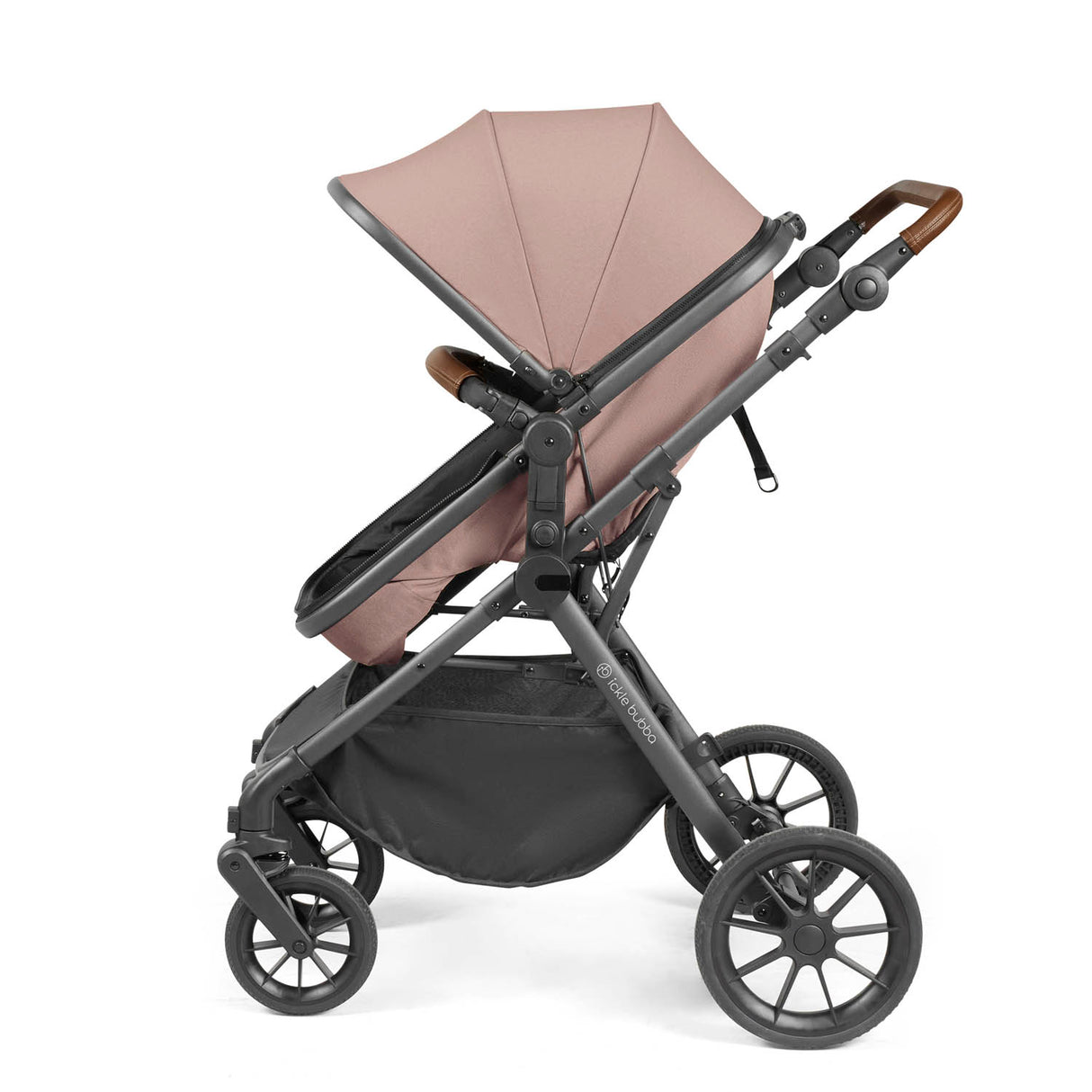 Ickle Bubba Cosmo 9 Piece Travel System with Maxi-Cosi CabrioFix i-Size Car Seat & Base - Gunmetal/Desert
