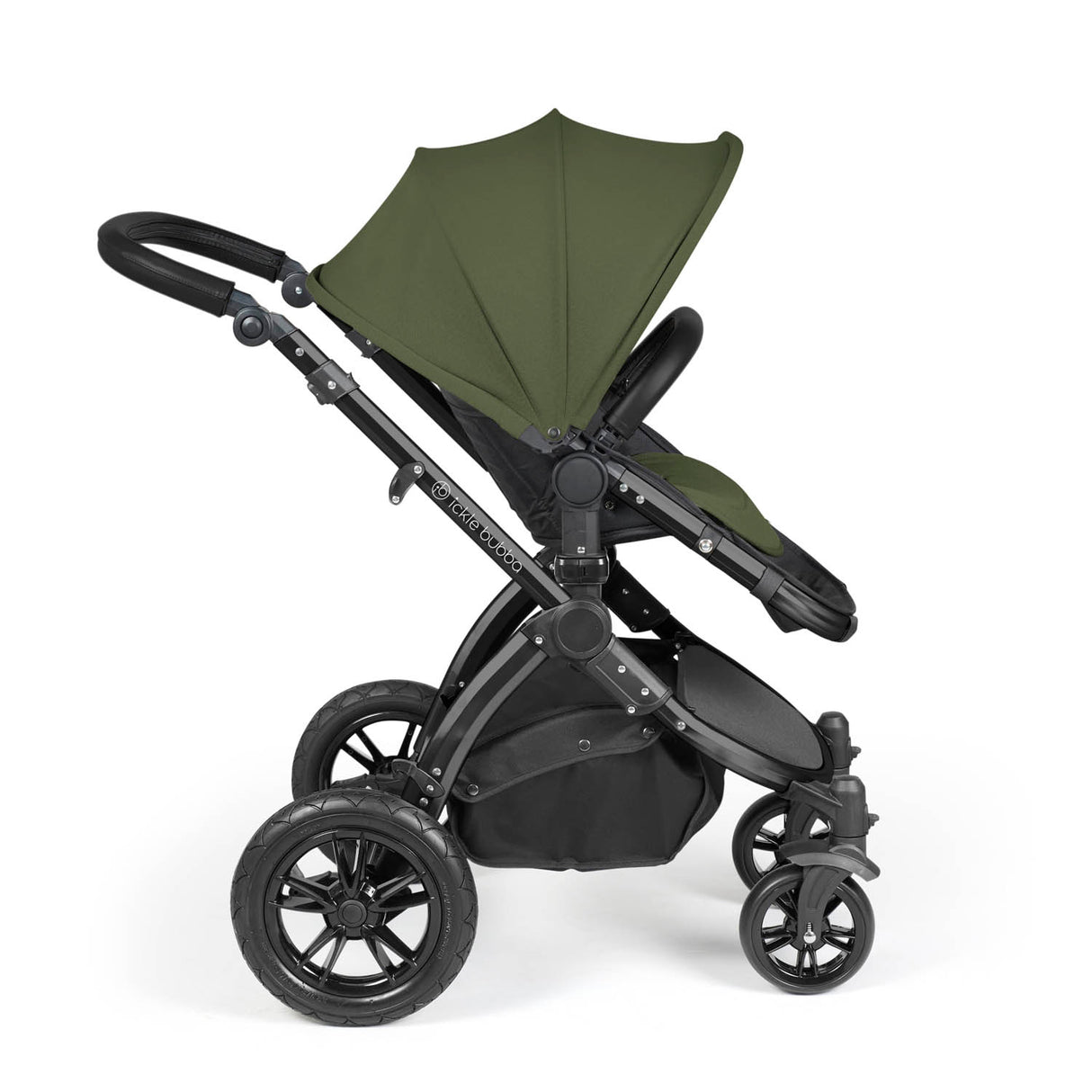 Ickle Bubba Stomp Luxe 9 Piece Pram Bundle - Black/Woodland/Black