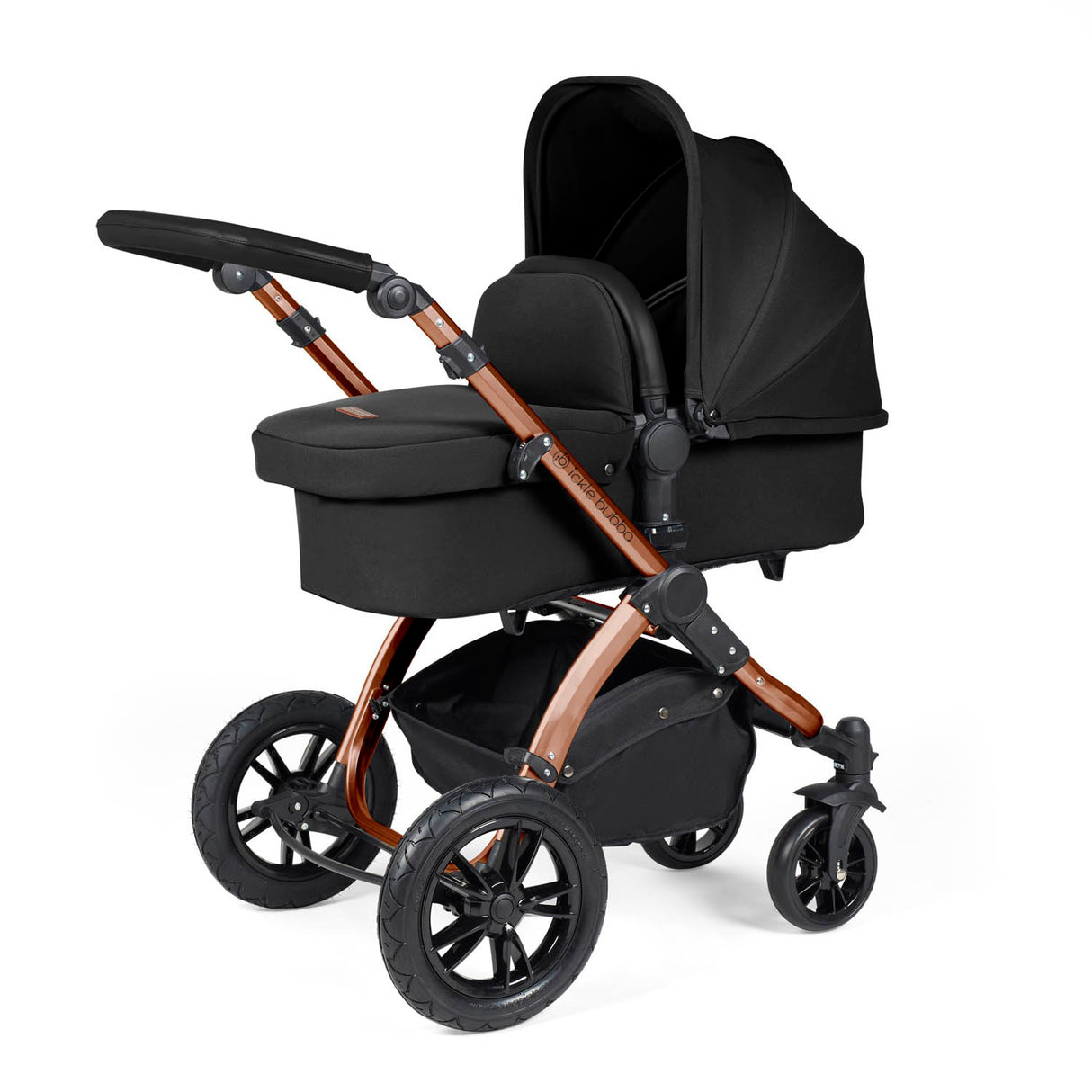 Ickle Bubba Stomp Luxe 9 Piece Pram Bundle - Bronze/Midnight/Black