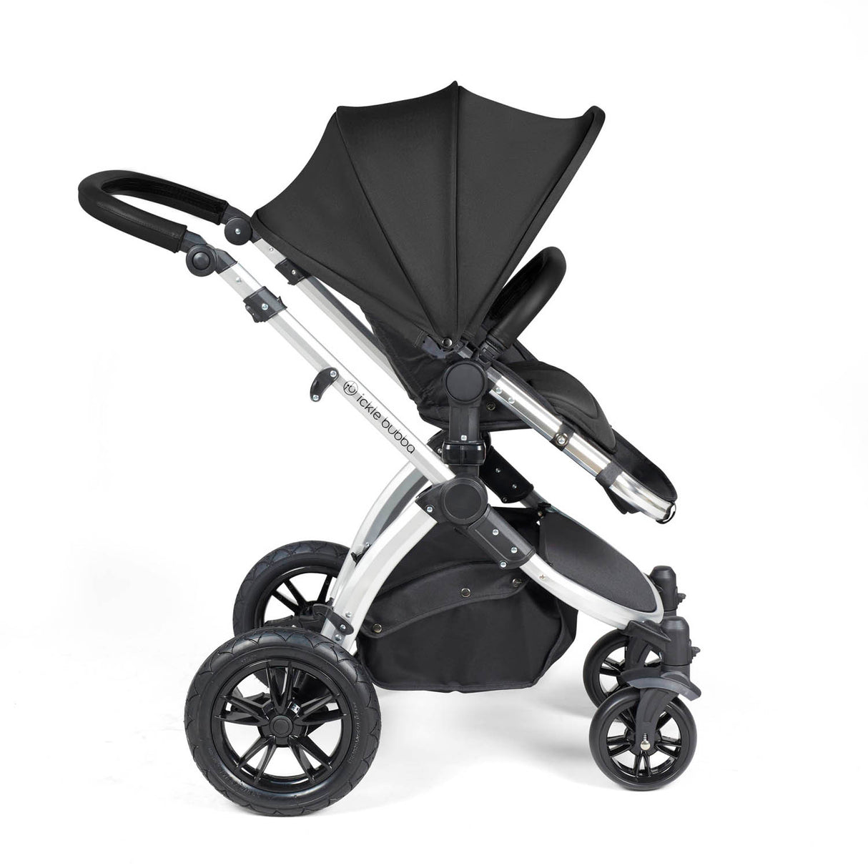 Ickle Bubba Stomp Luxe 9 Piece Pram Bundle - Silver/Midnight/Black