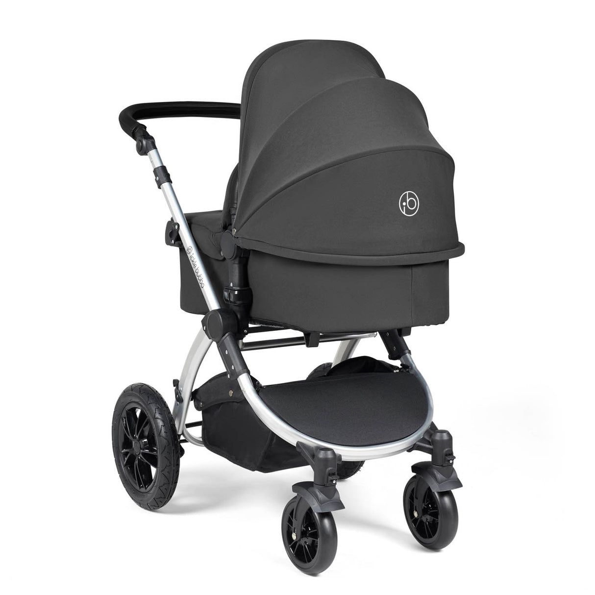 Ickle Bubba Stomp Luxe 9 Piece Pram Bundle - Silver/Charcoal Grey/Black