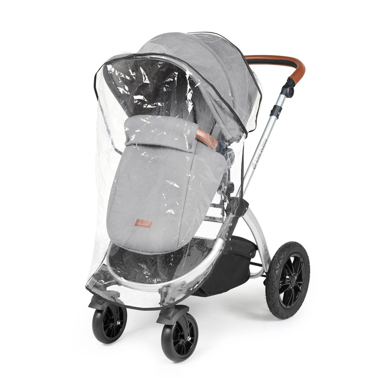Ickle Bubba Stomp Luxe 9 Piece Pram Bundle - Silver/Pearl Grey/Tan