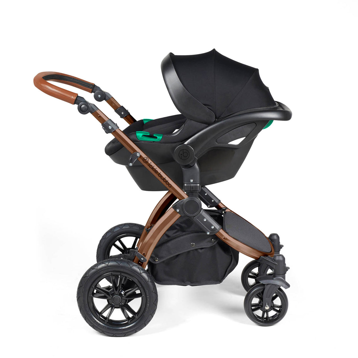 Ickle Bubba Stomp Luxe 12 Piece Travel System with i-Size Nimbus Car Seat & Spin Base - Bronze/Midnight/Tan