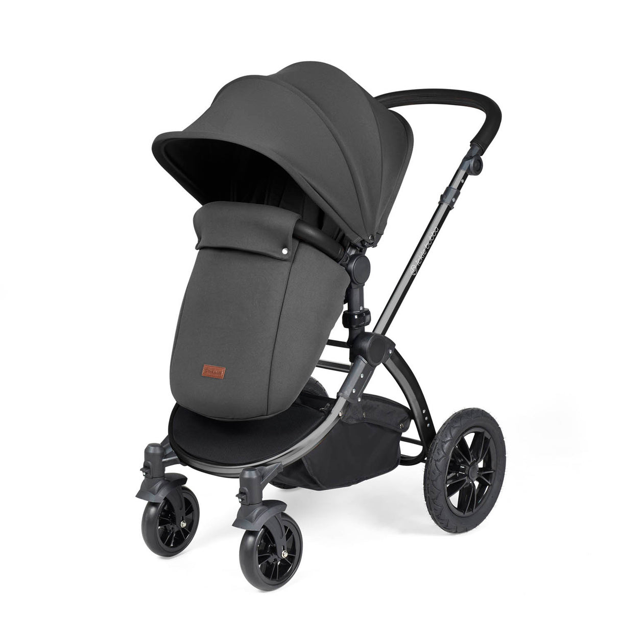 Ickle Bubba Stomp Luxe 12 Piece Travel System with Maxi-Cosi Cabriofix i-Size & Base - Black/Charcoal Grey/Black