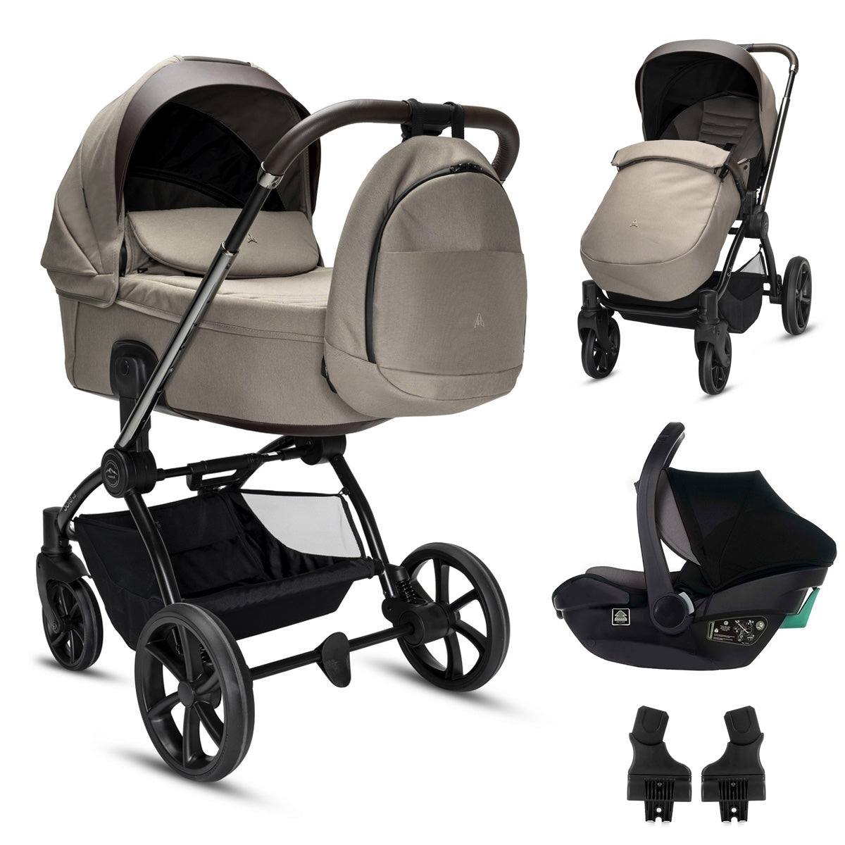Noordi Sole V3 - 3in1 Travel System with ThermoCot Carrycot + Travel Carrier i-Size Car Seat, Artic Mink