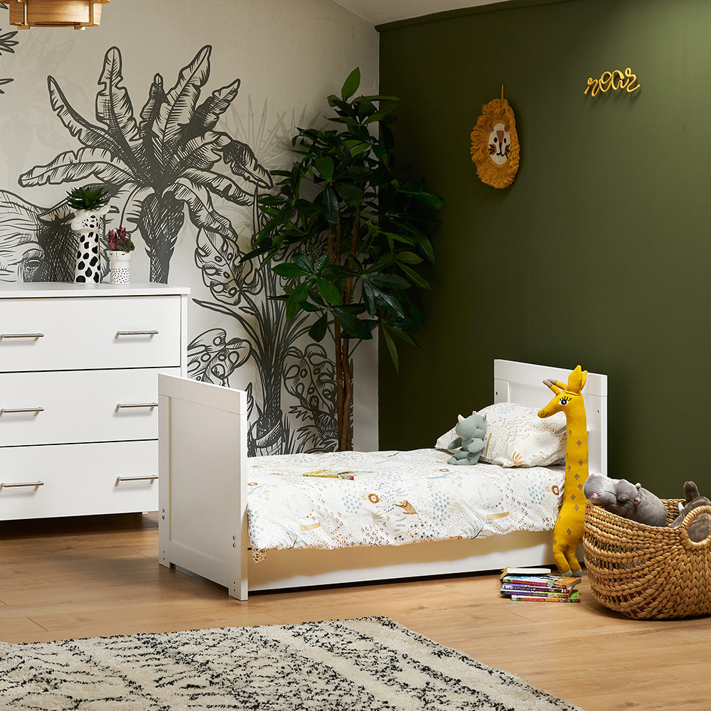 Obaby Nika Mini Cot Bed - White Wash