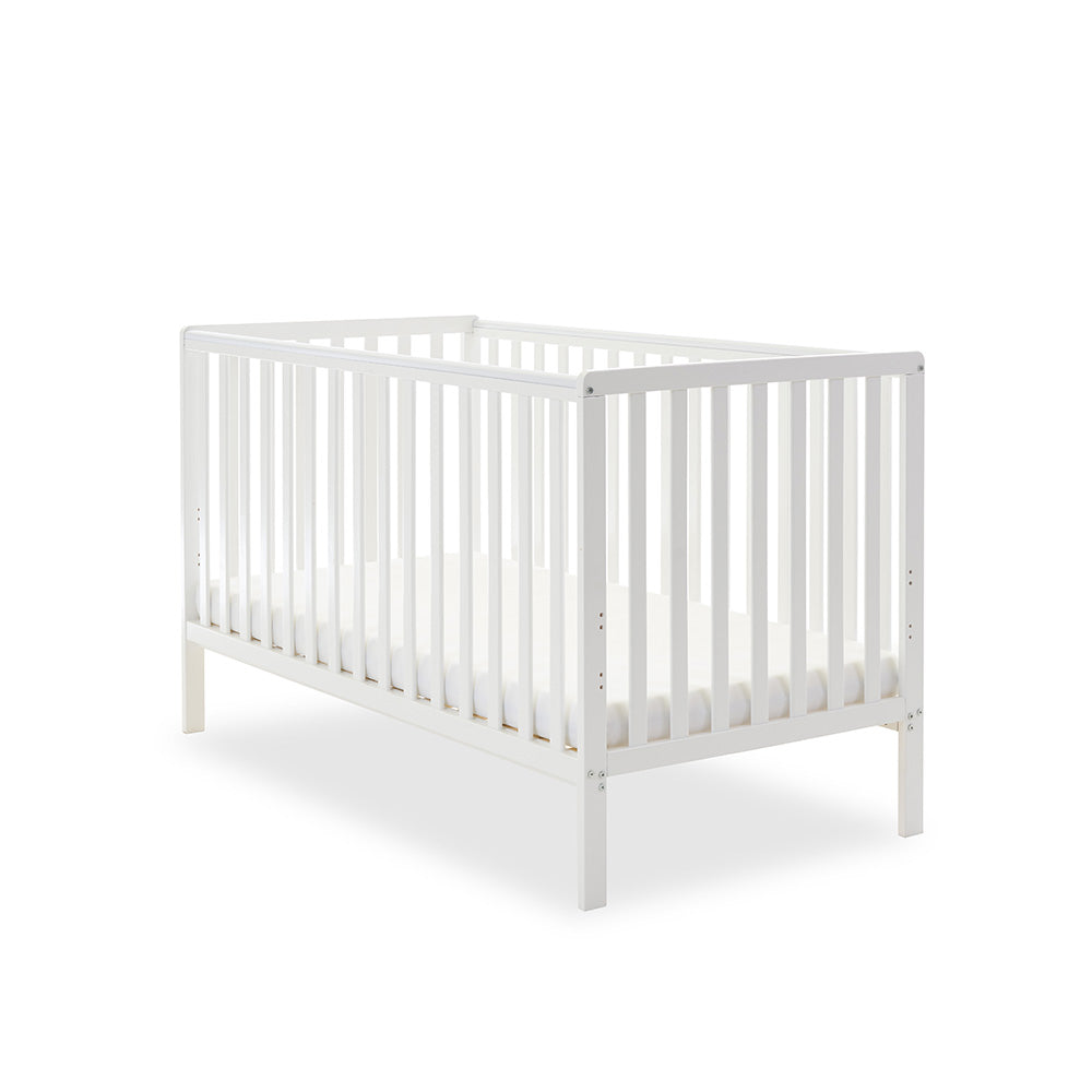 Obaby Bantam Cot Bed + Fibre Mattress - White