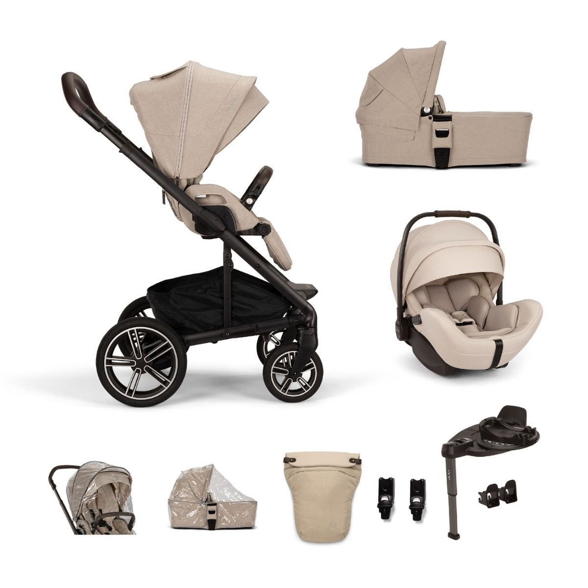 Nuna MIXX Next with ARRA Flex & Base Curv Travel System Bundle - Biscotti 1