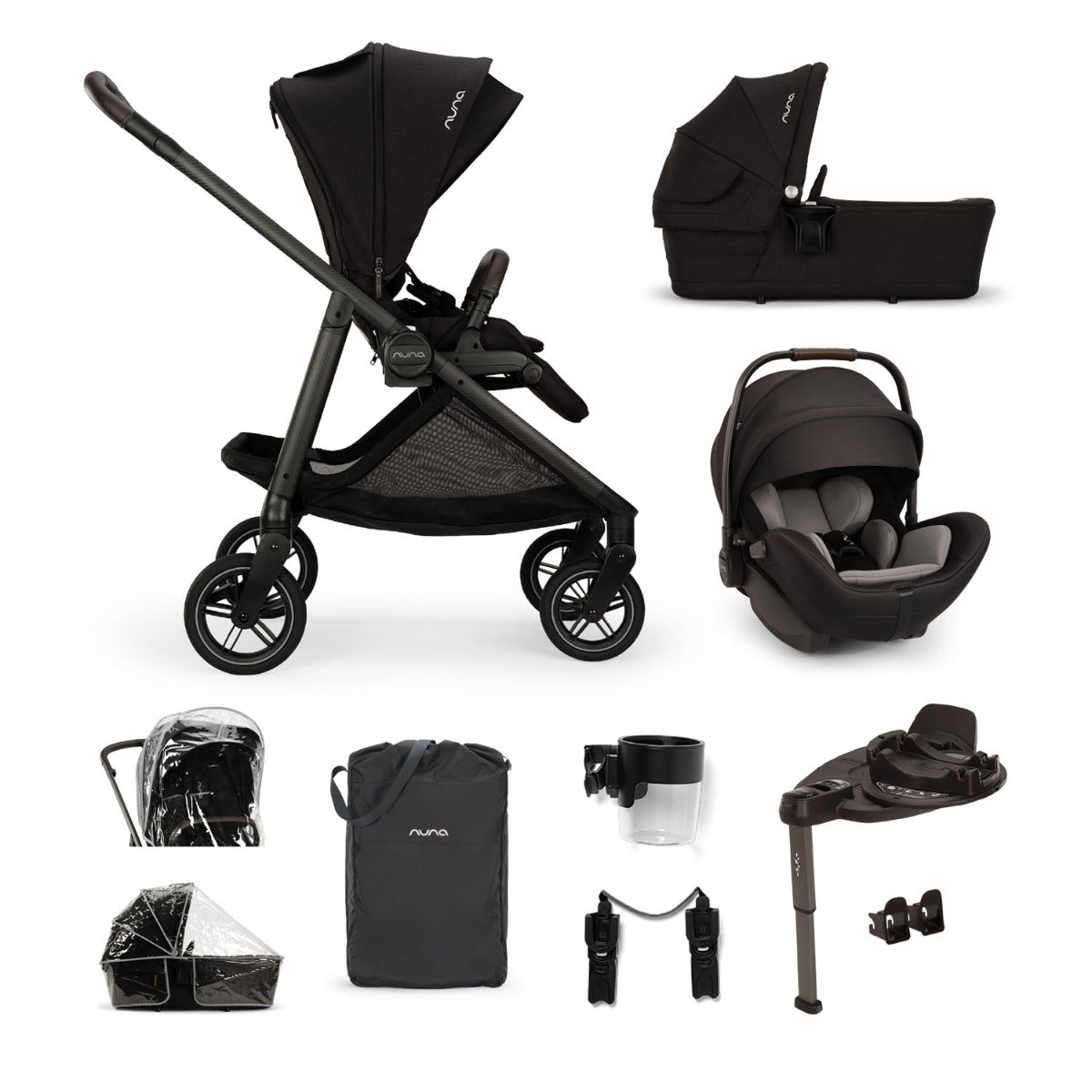 Nuna SWIV Next with ARRA Flex & Base Curv Travel System Bundle - Caviar 1