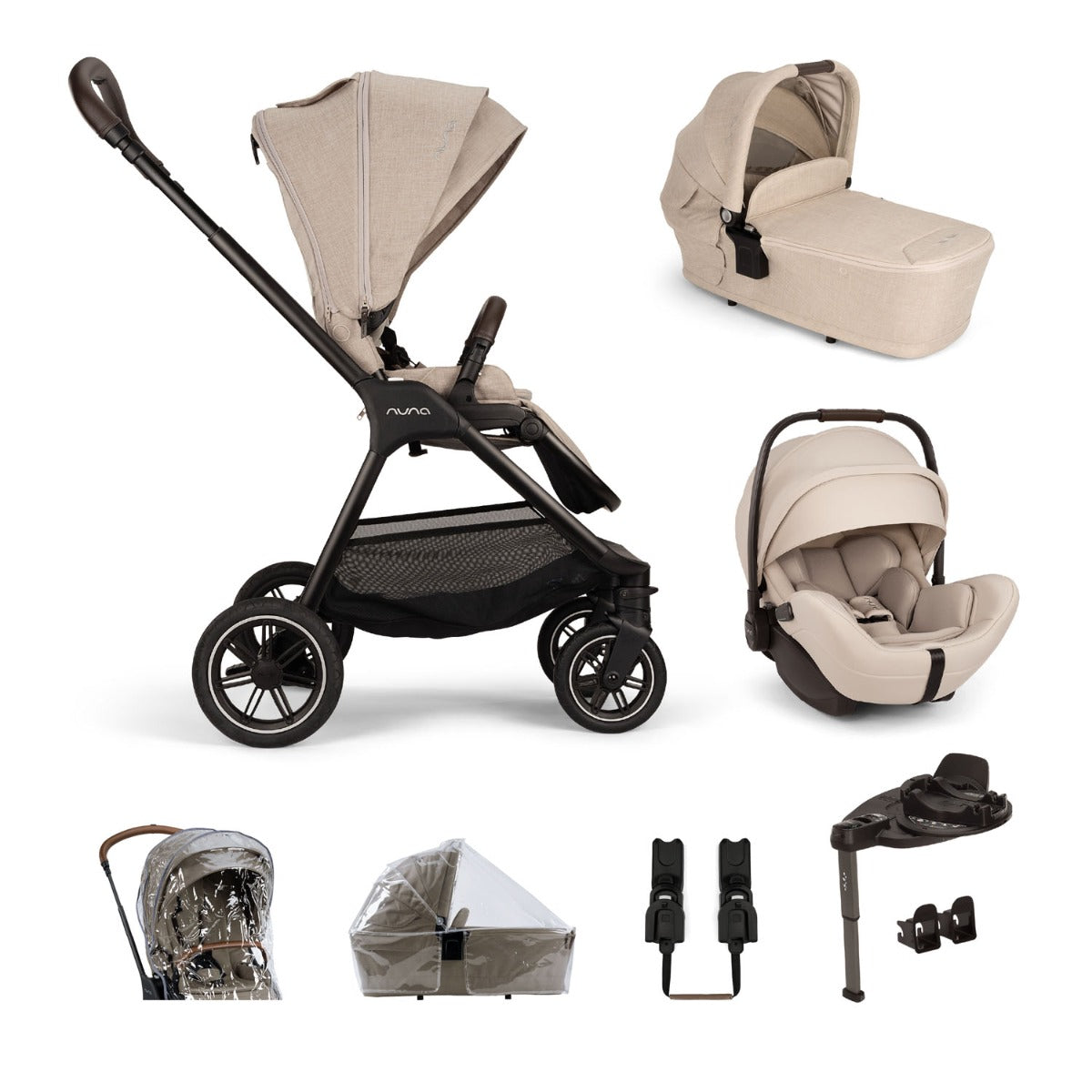 Nuna TRIV Next with ARRA Flex & Base Curv Travel System Bundle - Biscotti 1