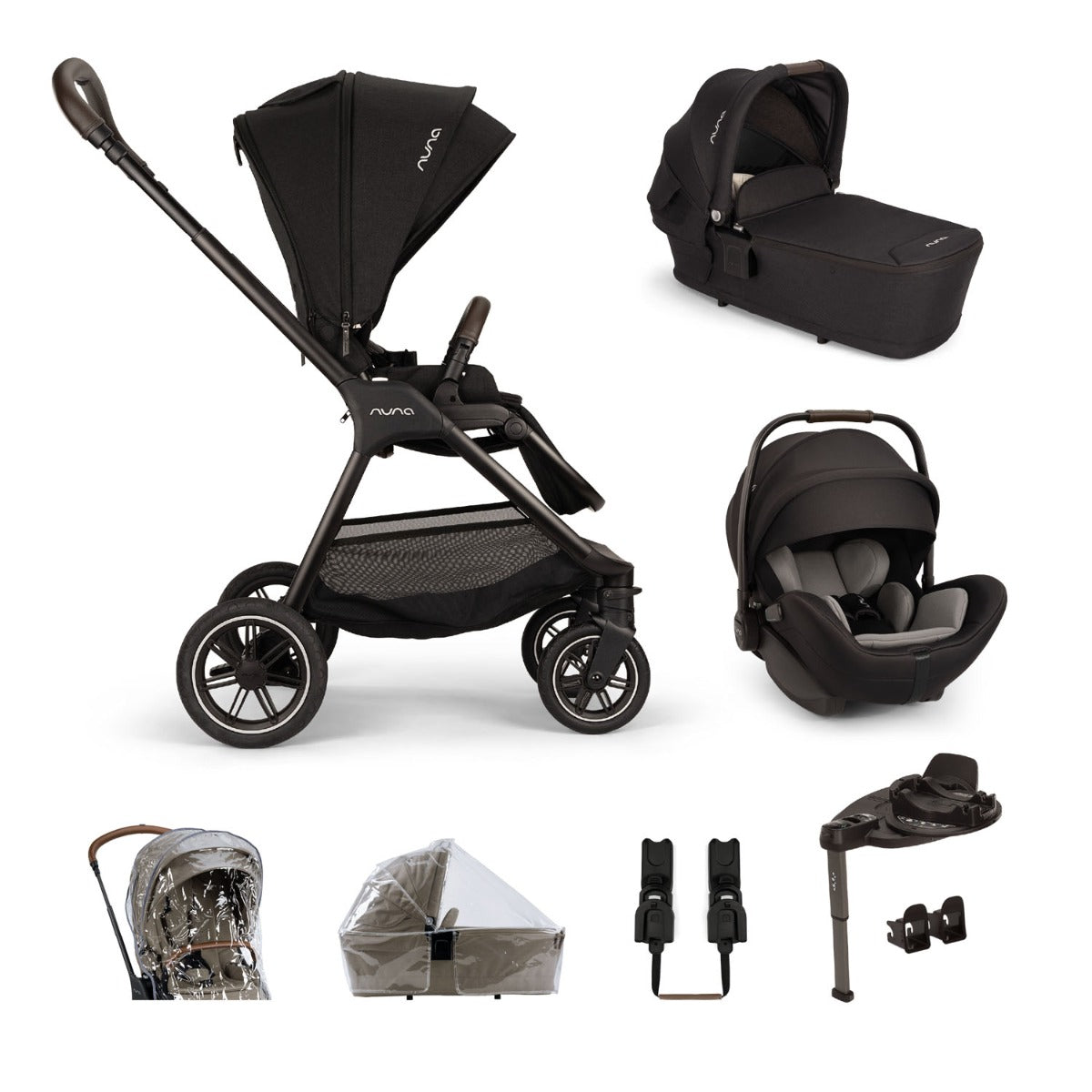 Nuna TRIV Next with ARRA Flex & Base Curv Travel System Bundle - Caviar 1