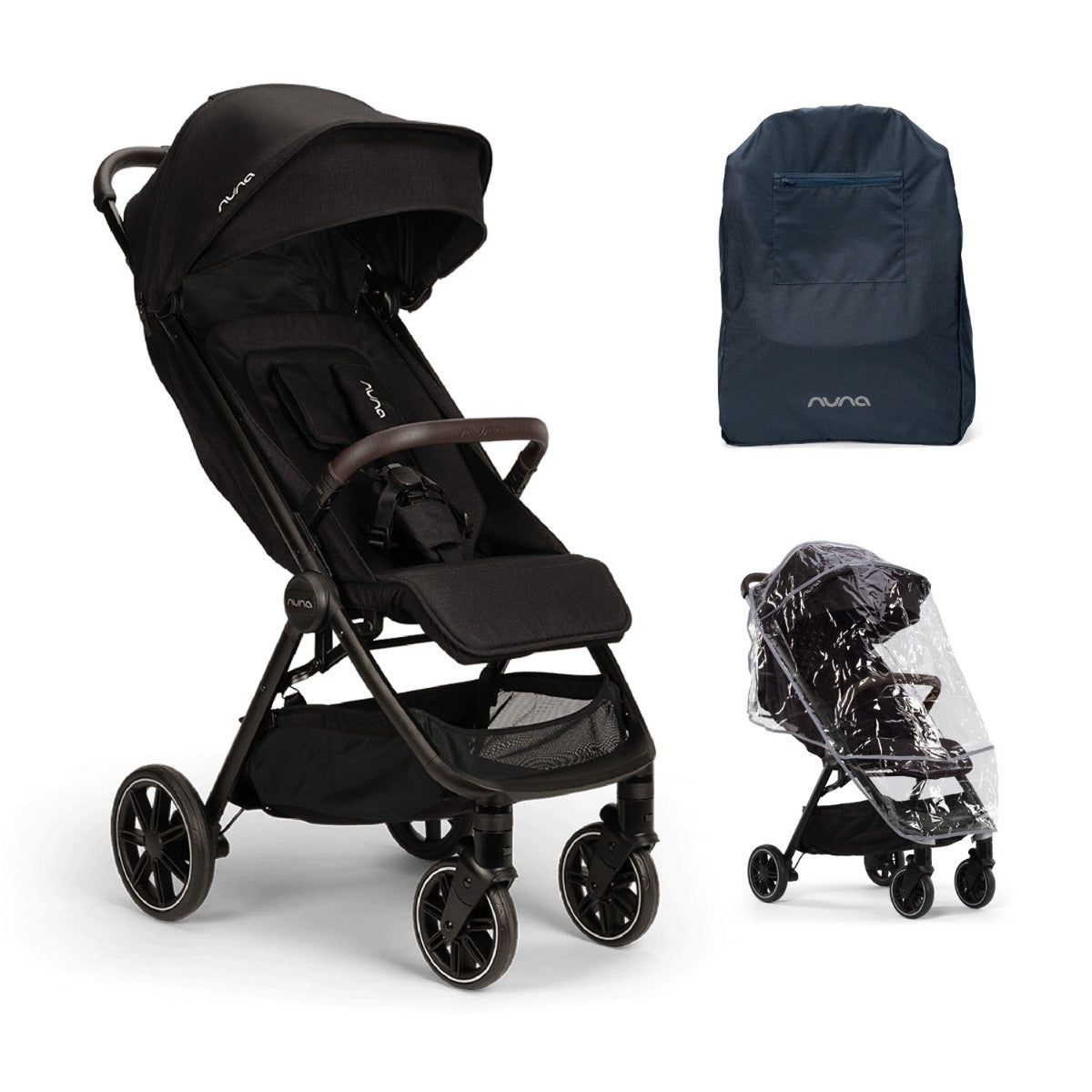 Nuna TRVL LX Compact Stroller with Raincover & Travel Bag - Caviar 1