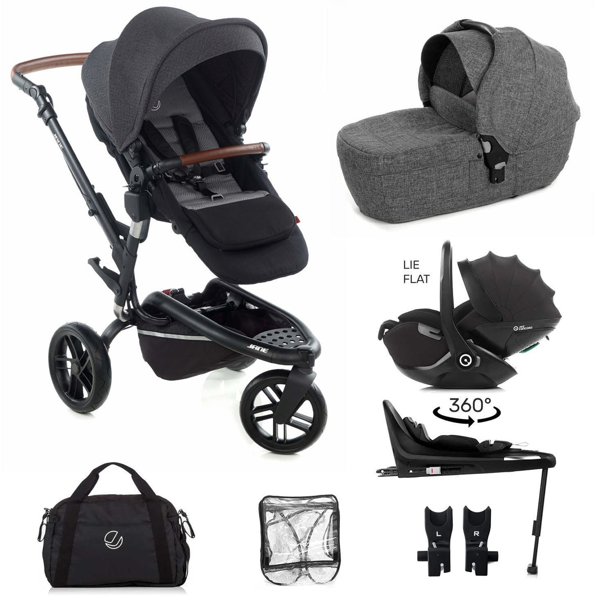 Jane Trider Lie-Flat 360 Baby Car Seat Bundle