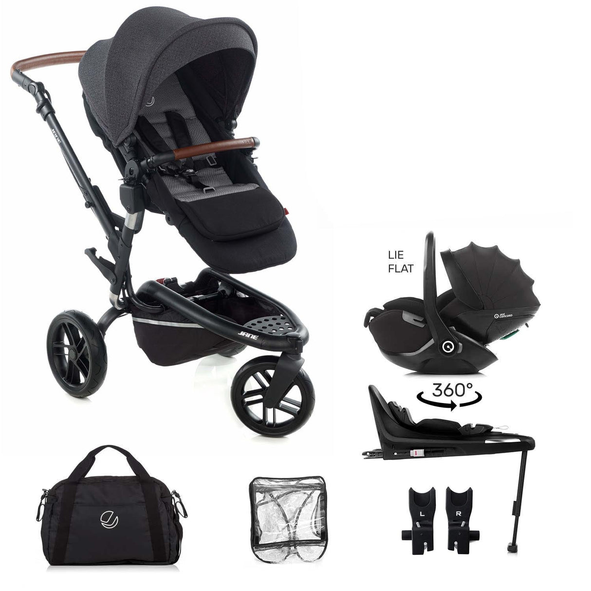 Jane Trider Lie-Flat 360 Baby Car Seat Bundle
