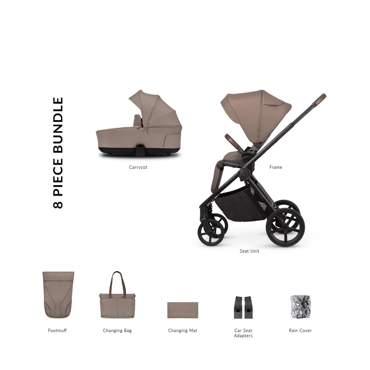 Venicci Claro 2-in-1 Travel System Bundle - Almond 1
