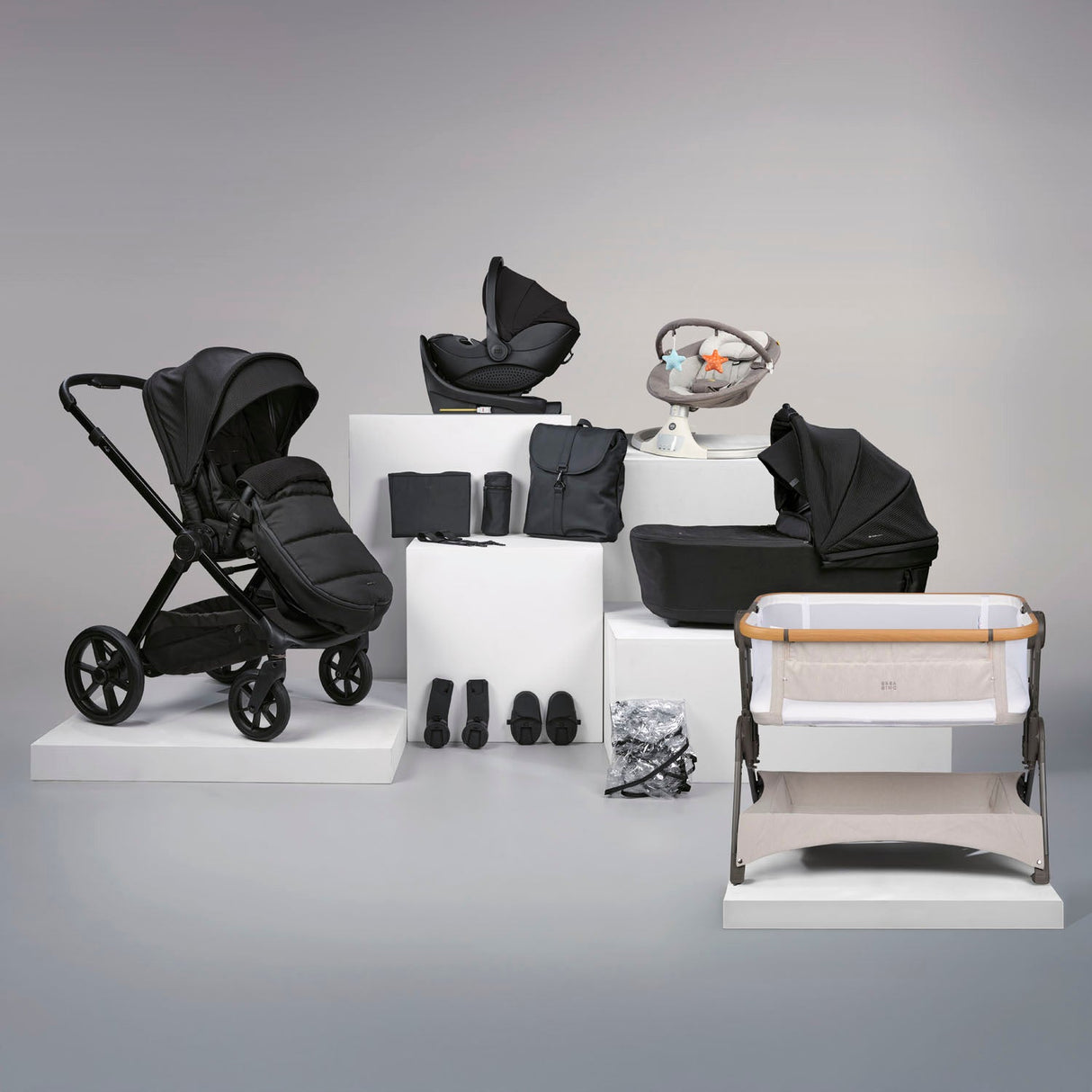 Bababing 16pc Raffi MK11 Home & Travel System Bundle with Spin Car Seat & Base - Gloss Black 1
