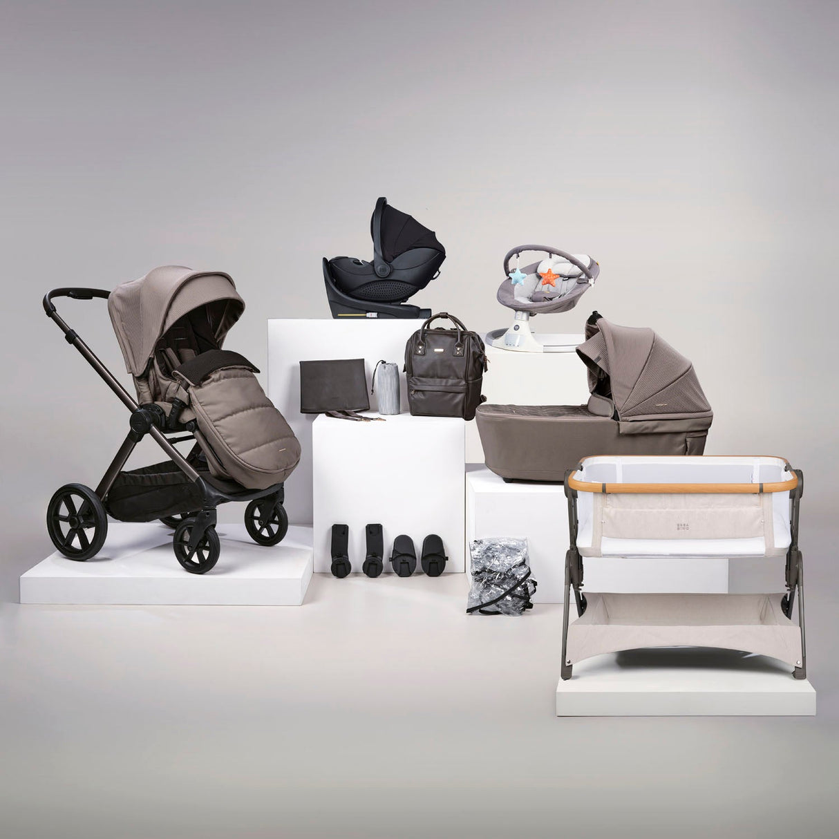 Bababing 16pc Raffi MK11 Home & Travel System Bundle with Spin Car Seat & Base - Minky 1