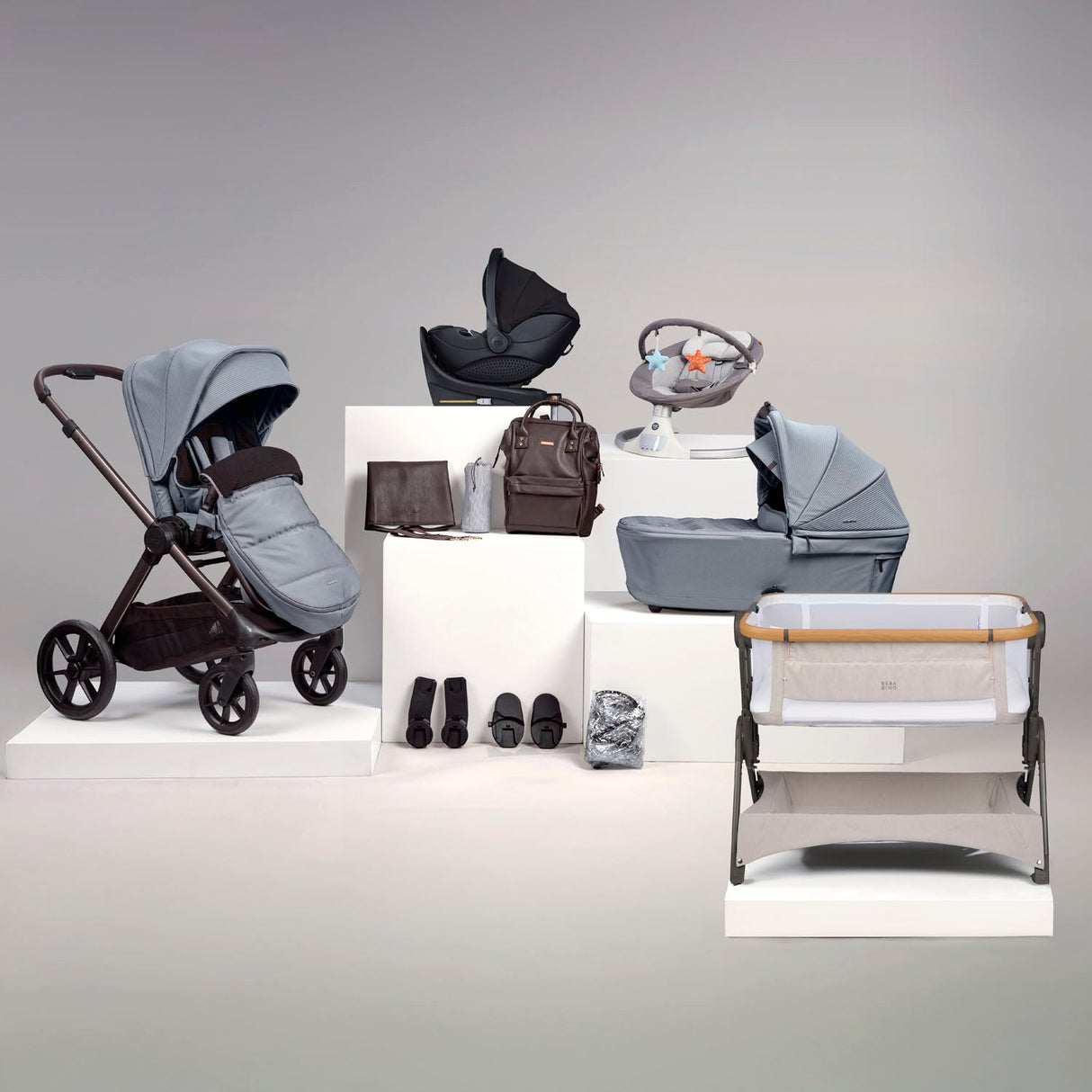 Bababing 16pc Raffi MK11 Home & Travel System Bundle with Spin Car Seat & Base - Duck Egg 1