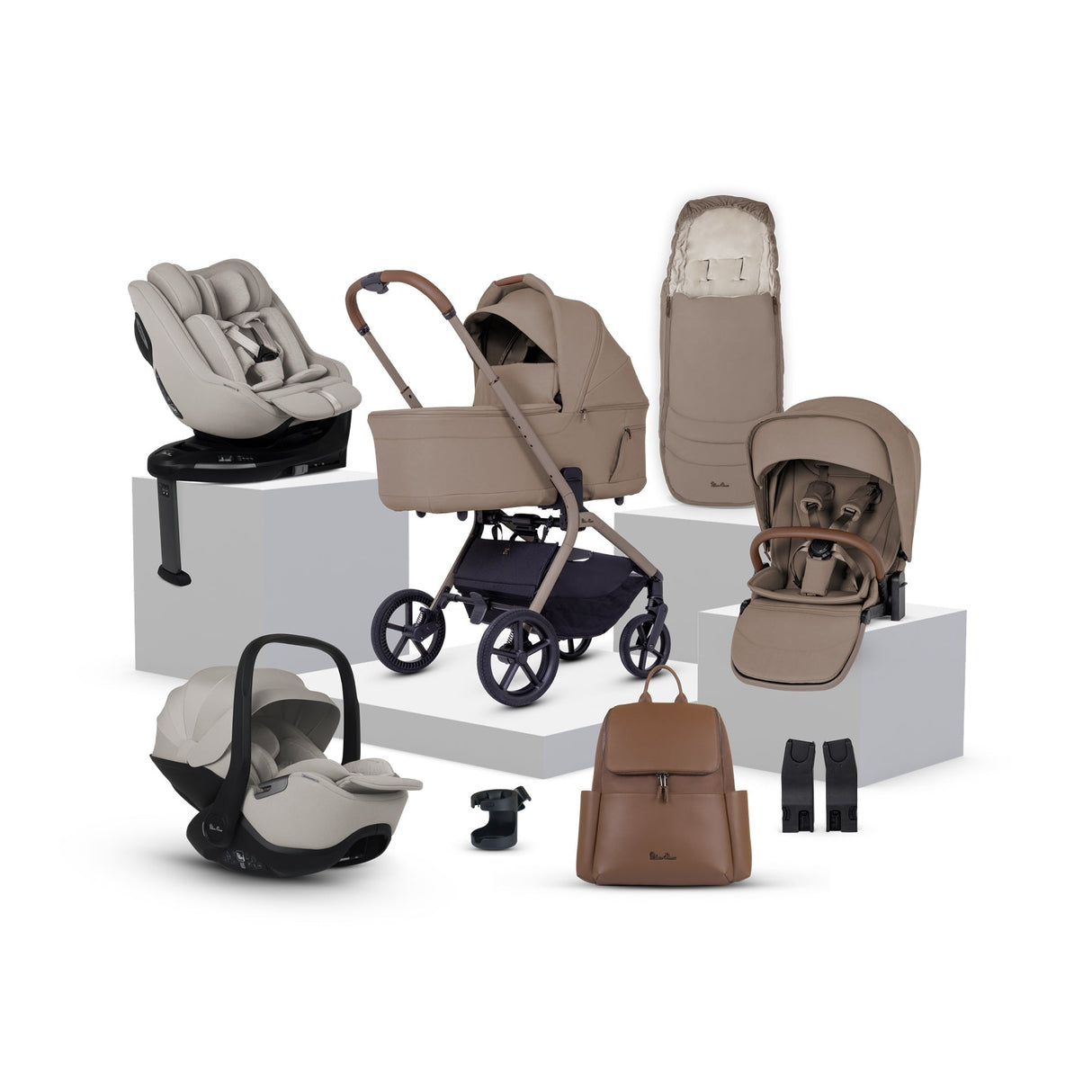 Silver Cross Breez Ultimate 360 Family Car Seat & Accessory Bundle - Champagne