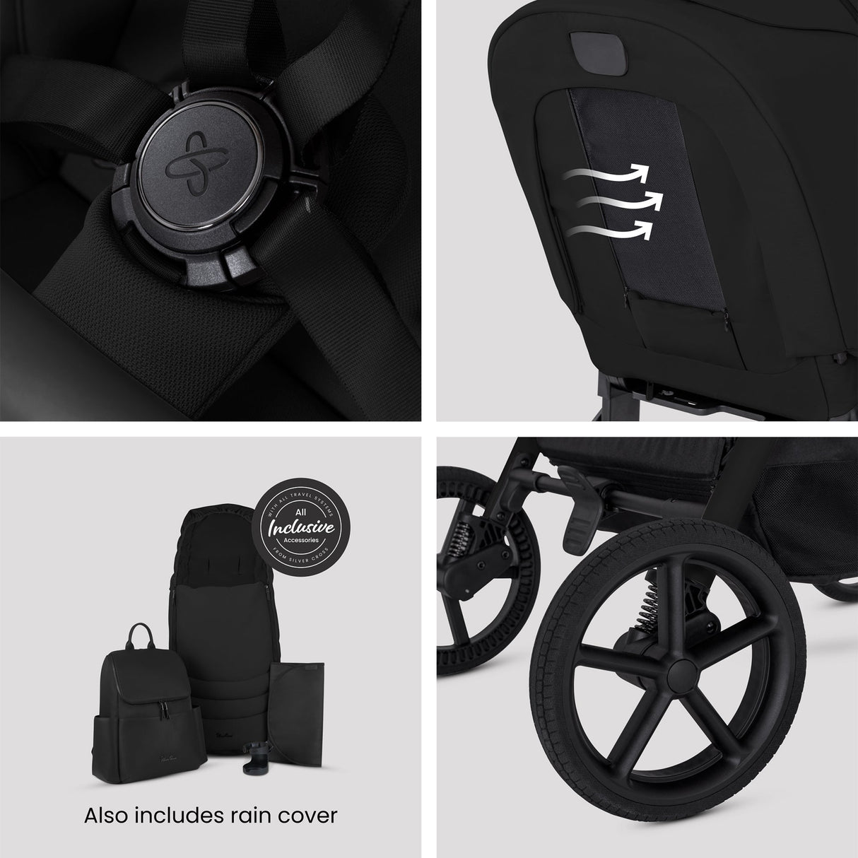 Silver Cross Breez Ultimate Cybex Cloud T & 360 Base Bundle - Onyx