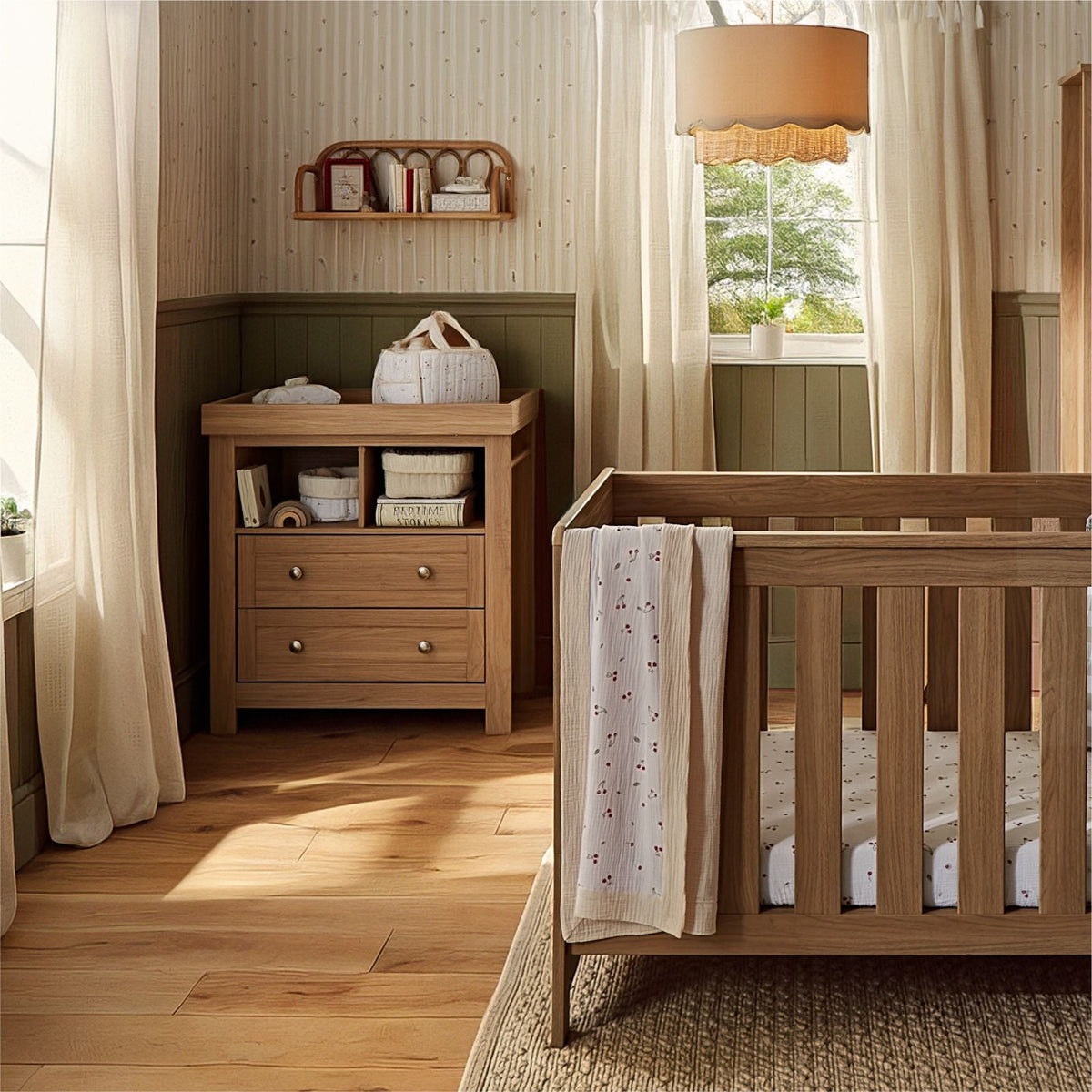 CuddleCo Burford 2 Piece Nursery Furniture Set - Oak