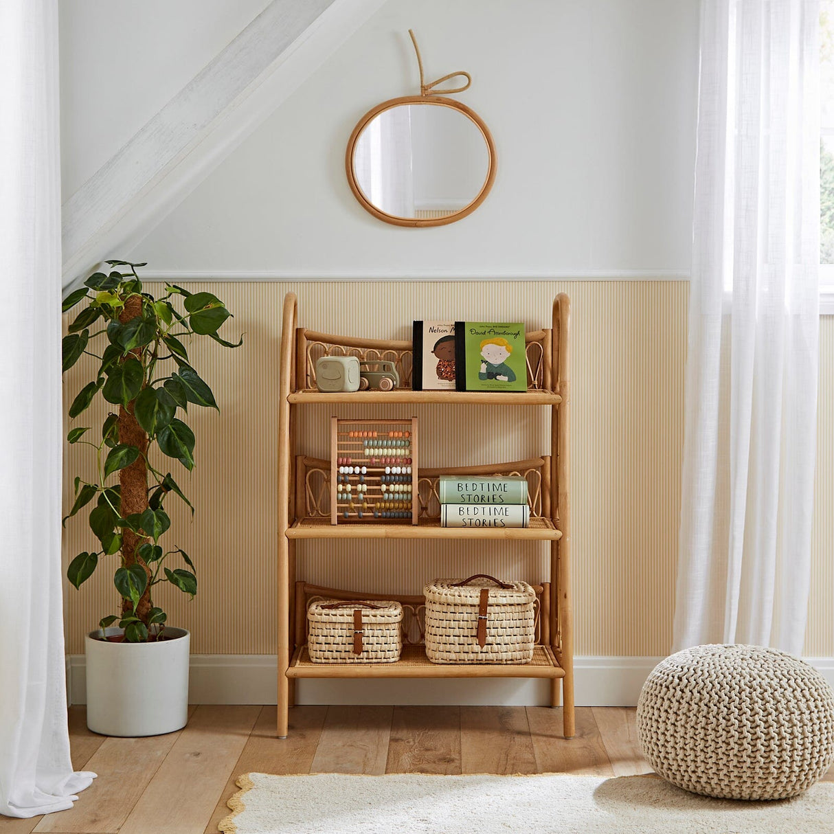 CuddleCo Aria 3 Tier Shelving Unit - Rattan