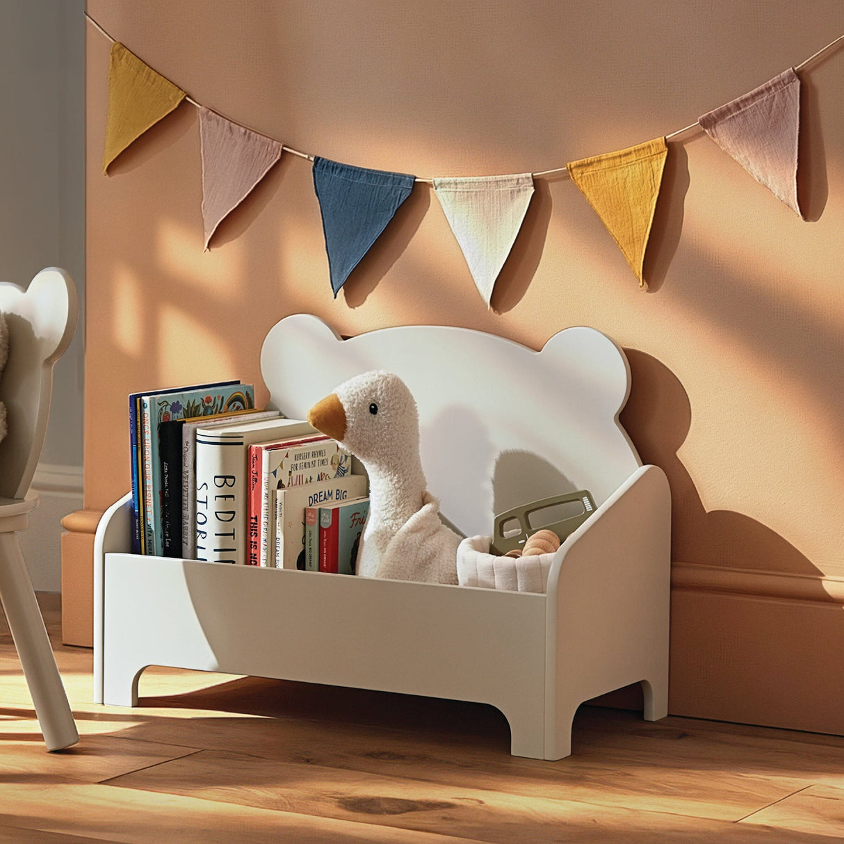 CuddleCo Play House Bear Book Storage - Pebble