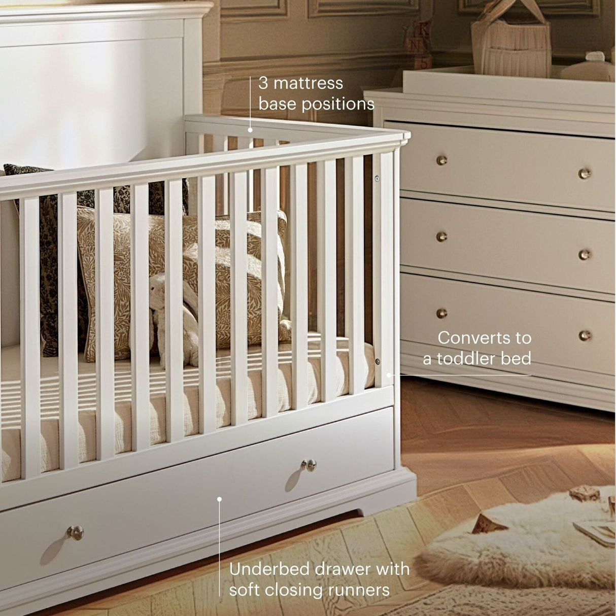 CuddleCo Beaumont Grand Cot Bed - White
