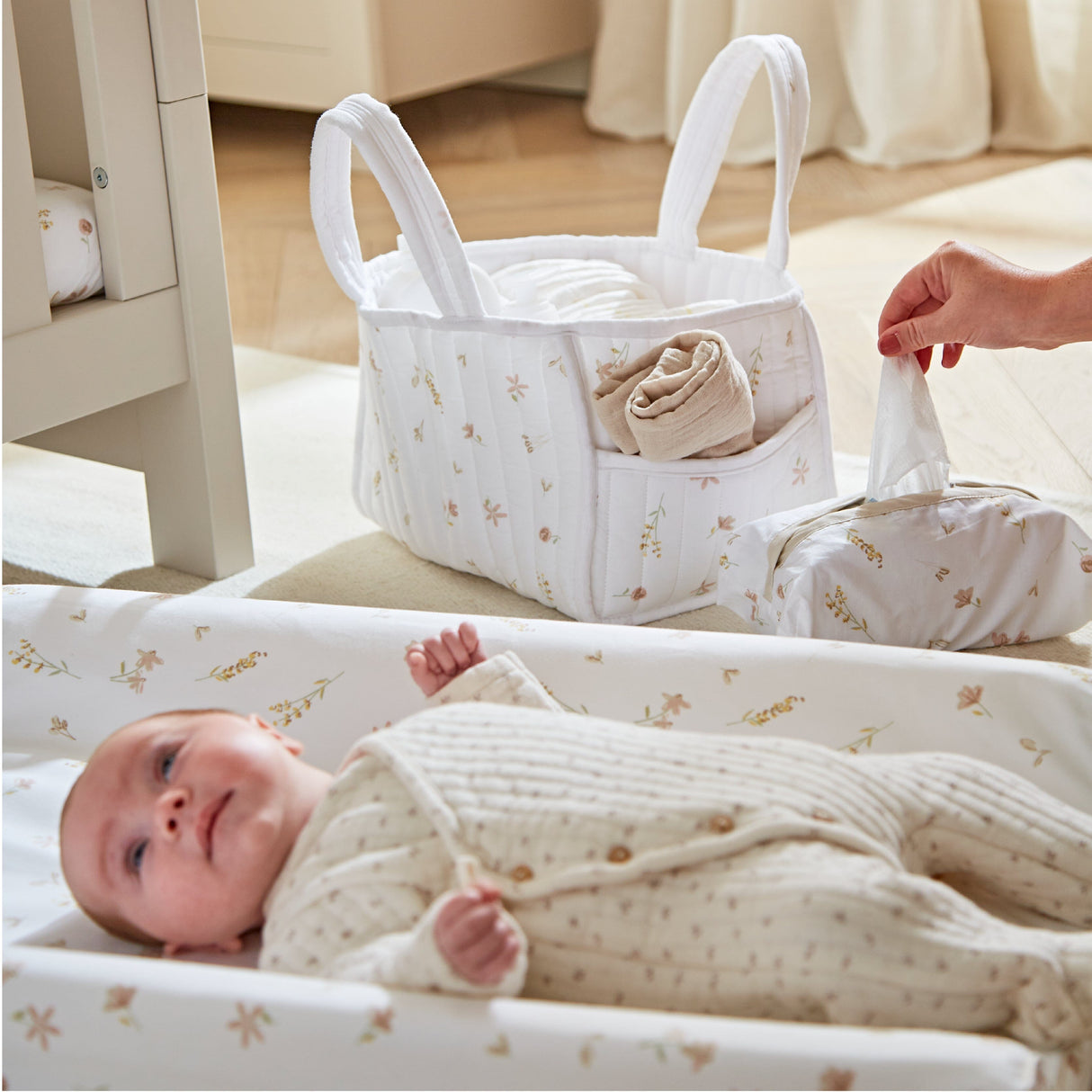 CuddleCo Nappy Caddy Set - Cashmere Meadow