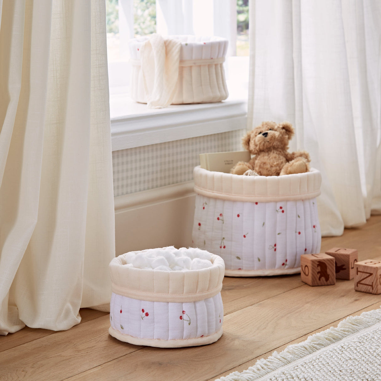 CuddleCo 3 Pack Storage Baskets - Ditsy Cherry