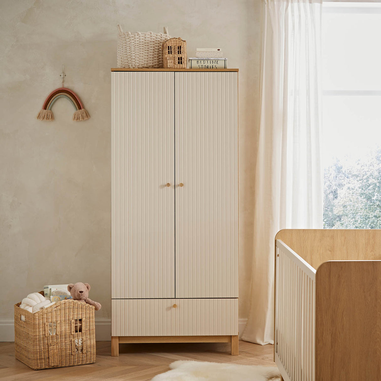 CuddleCo Remi 3 Piece Nursery Furniture Set - Oak & Cashmere