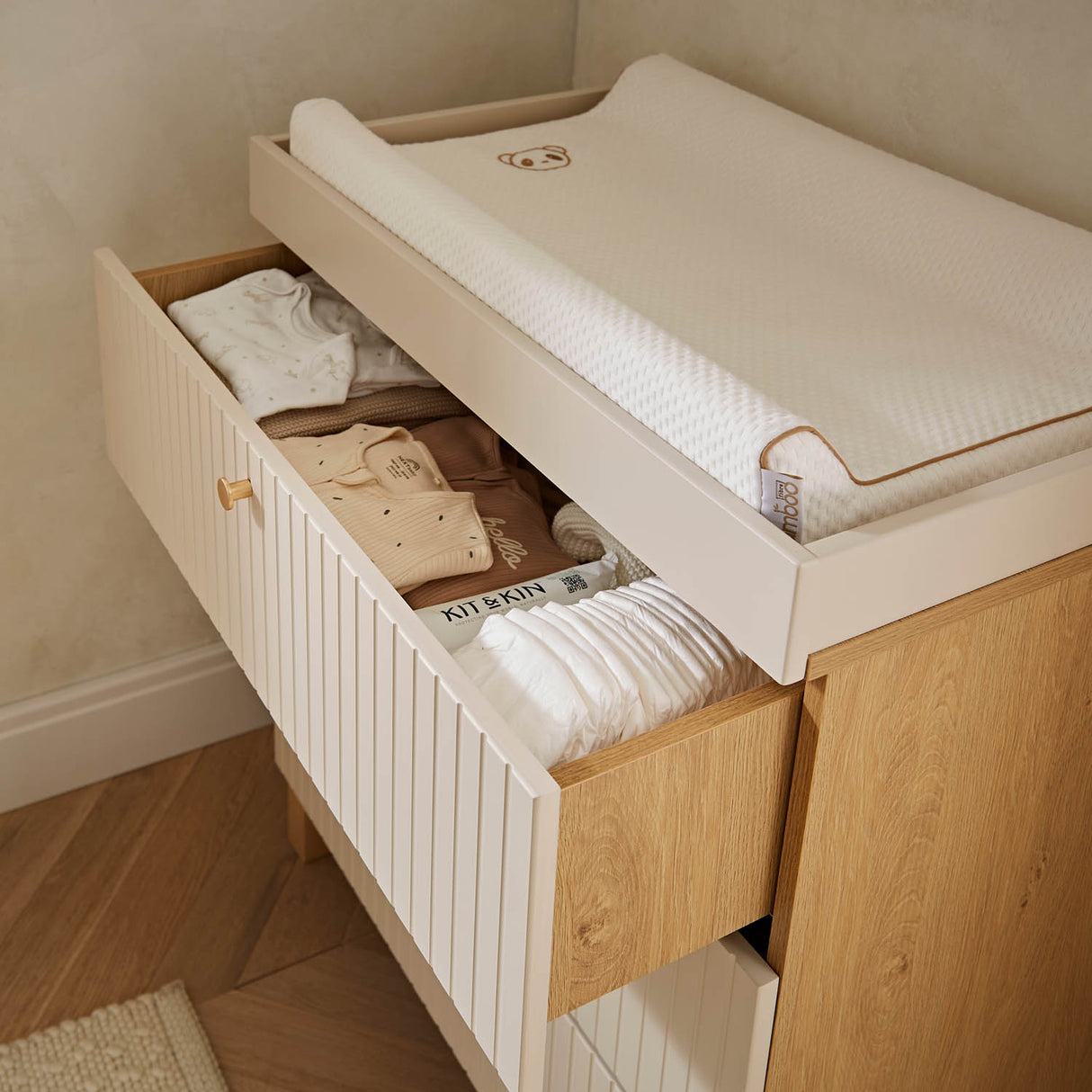 CuddleCo Remi Dresser Changer - Oak & Cashmere