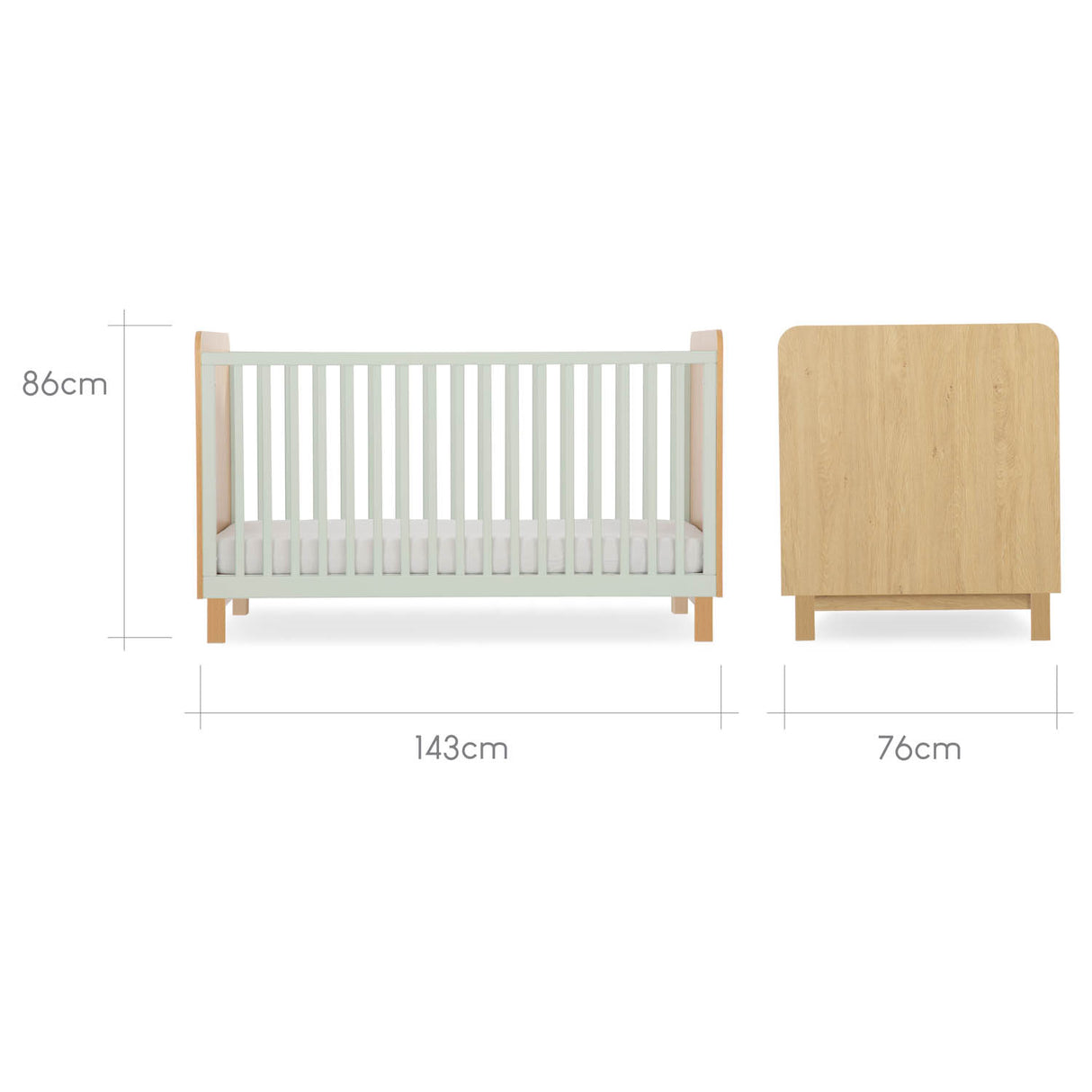 CuddleCo Remi 3 Piece Nursery Furniture Set - Oak & Green