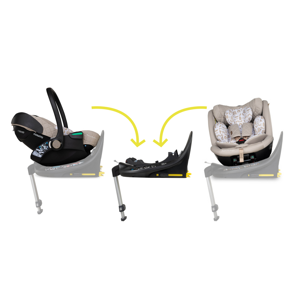 Cosatto Wow 3 All Stage Family Rotate & Recline 2 Base Bundle - Whisper