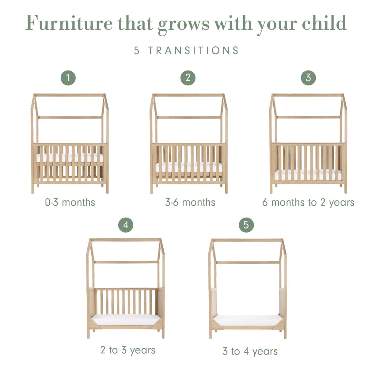 Tutti Bambini Casa 3 in 1 Cot Bed 120 x 60cm - Harvest Oak