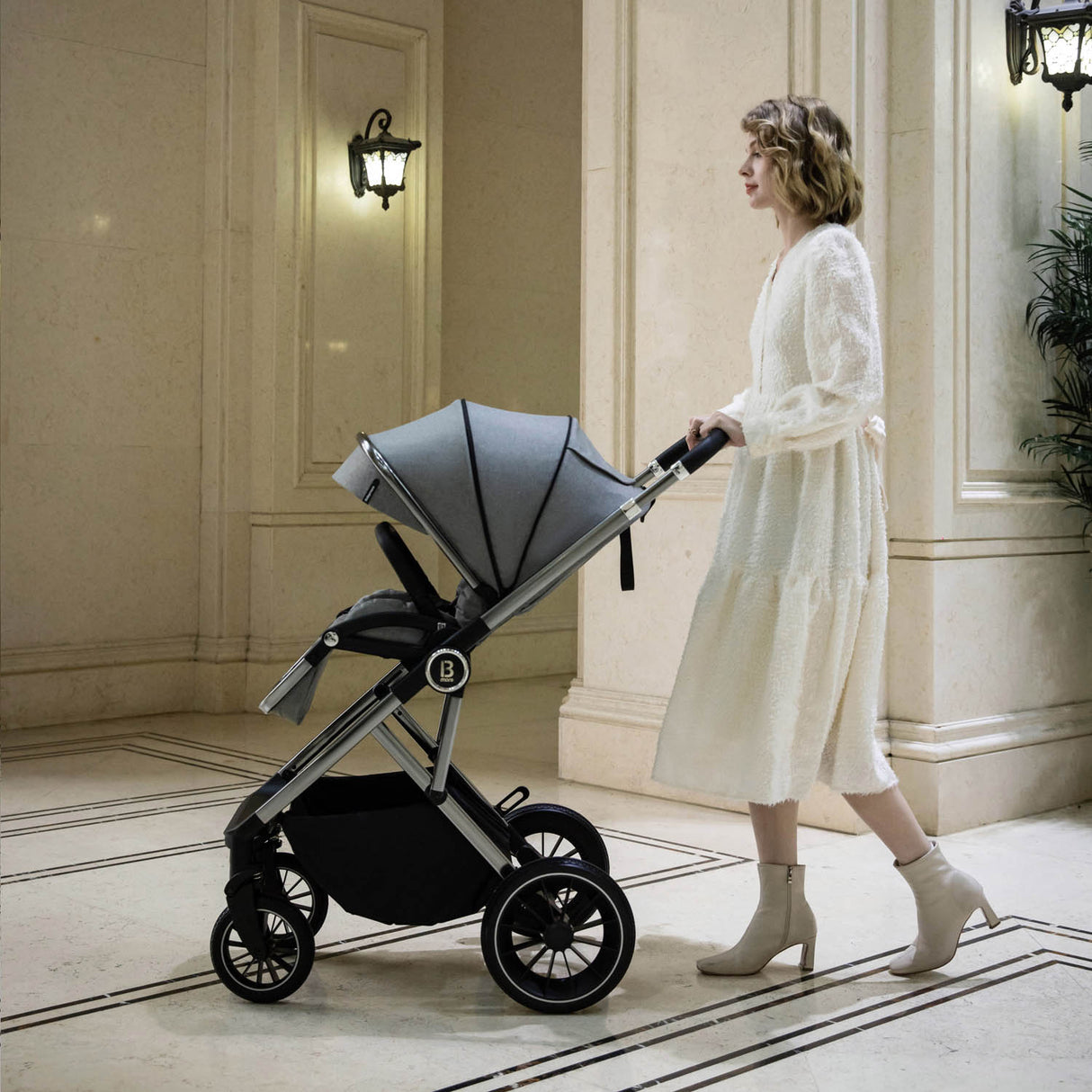 Babymore Chia Pram & Pushchair - Pearl Grey