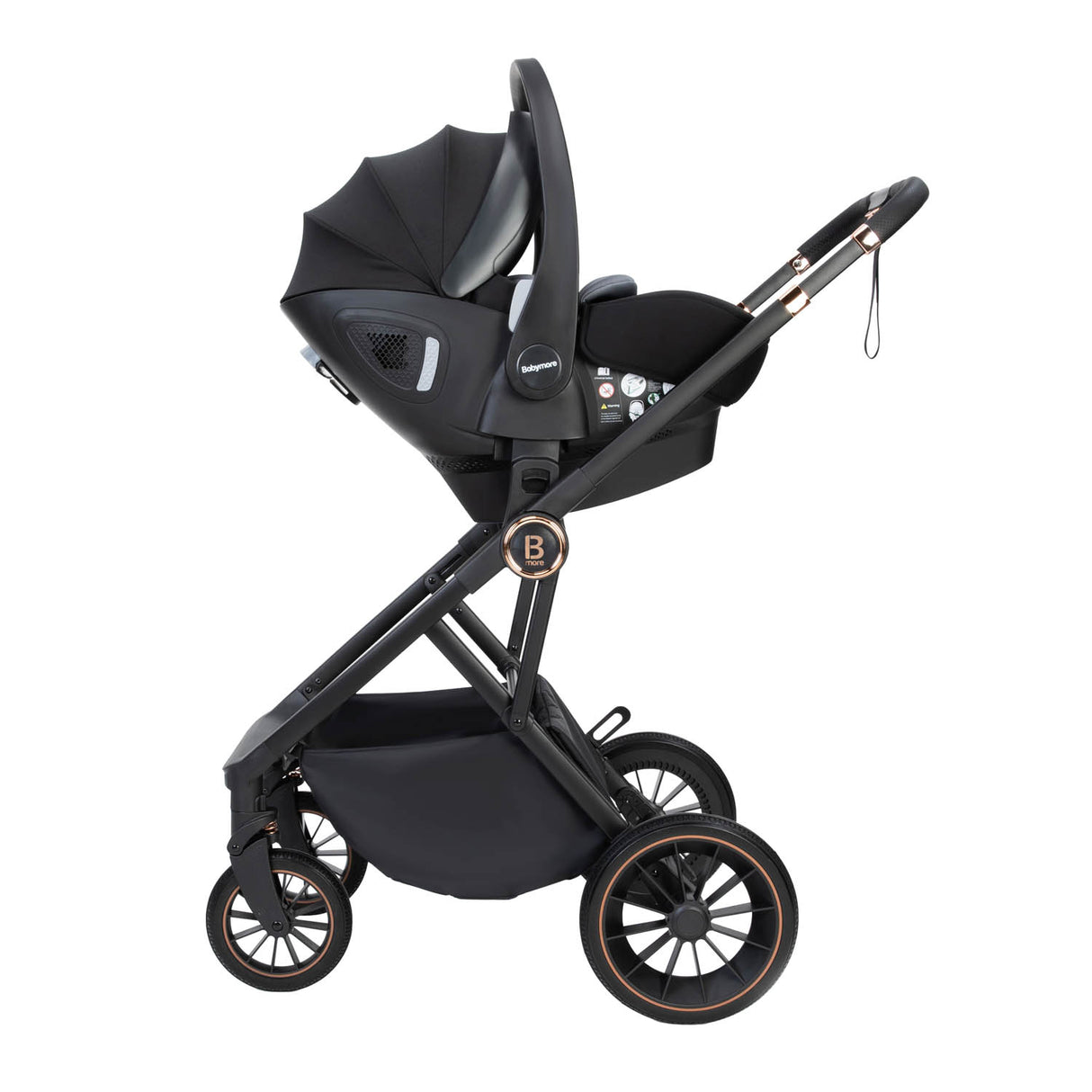 Babymore Chia Travel System + Pecan Car Seat & Base - Midnight Blue