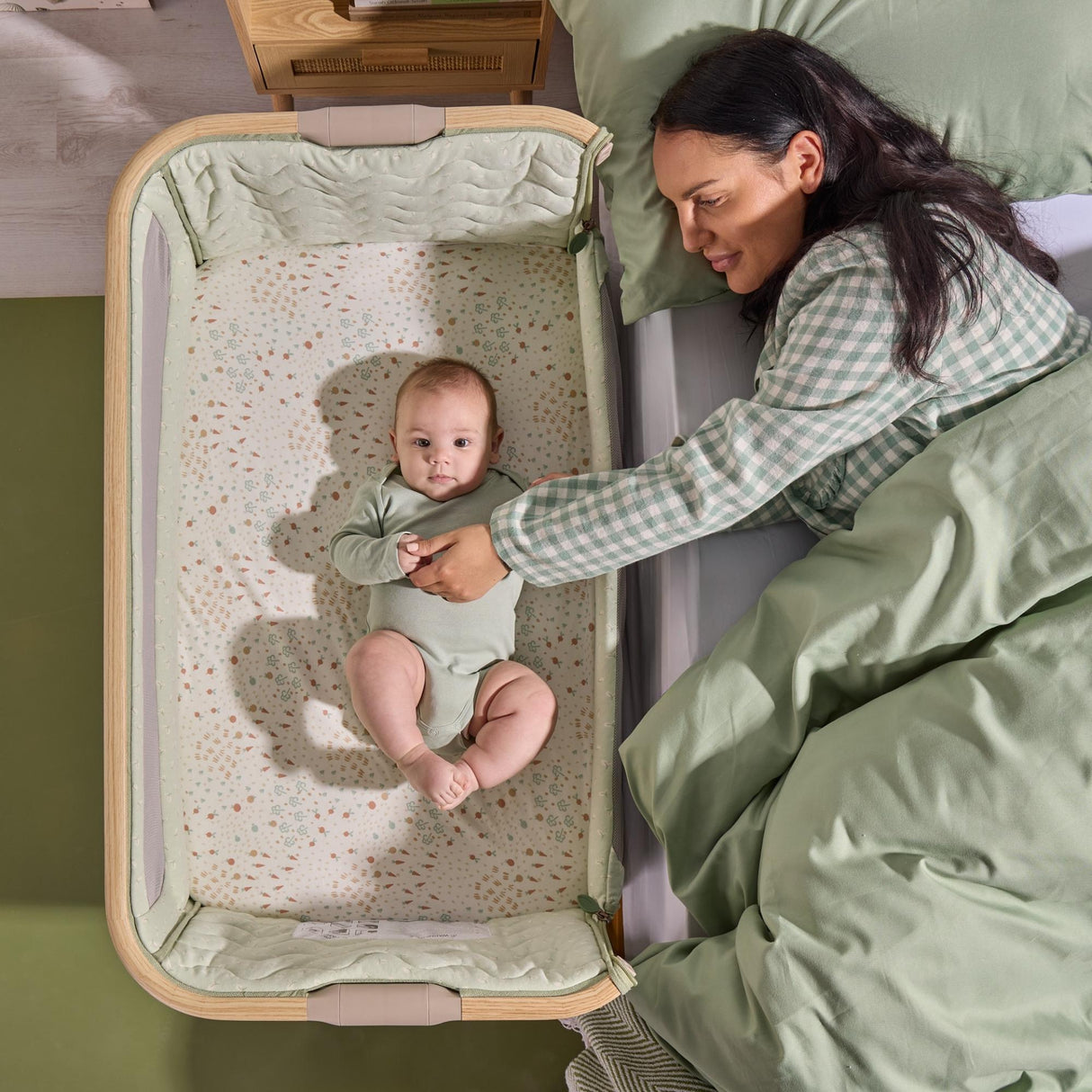 Tutti Bambini CoZee Air 2 Bedside Crib - Drifted Oak / Eucalyptus