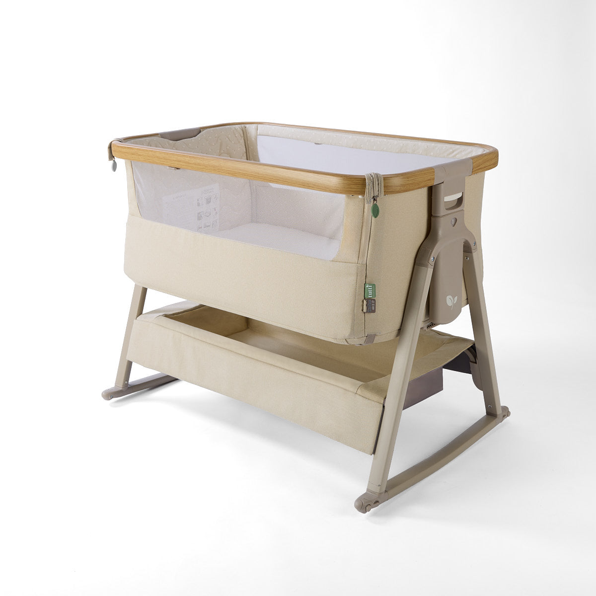 Tutti Bambini CoZee Air 2 Bedside Crib - Toasted Oak / Sand