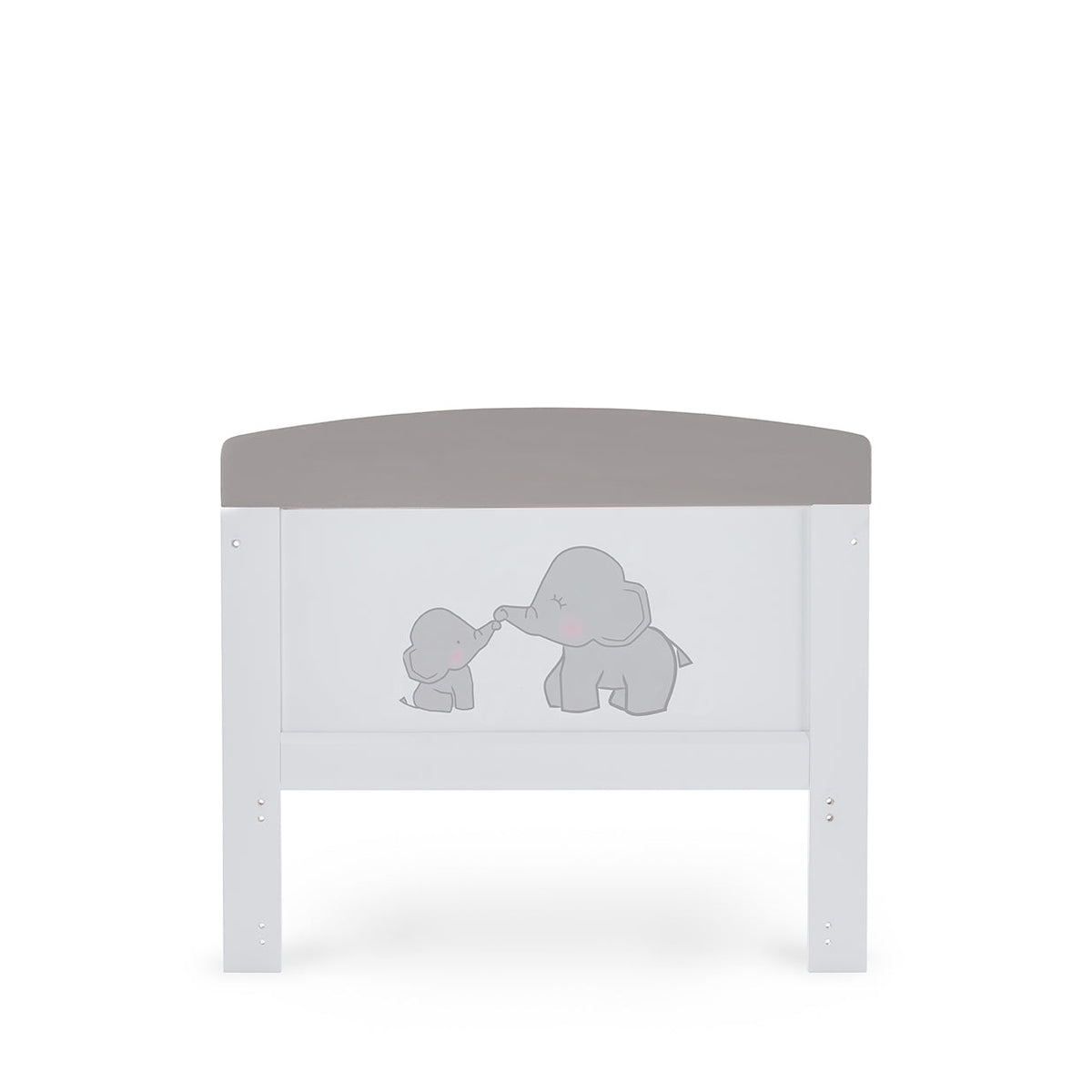 Obaby Grace Inspire Cot Bed & Fibre Mattress - Me & Mini Me Elephants - Grey