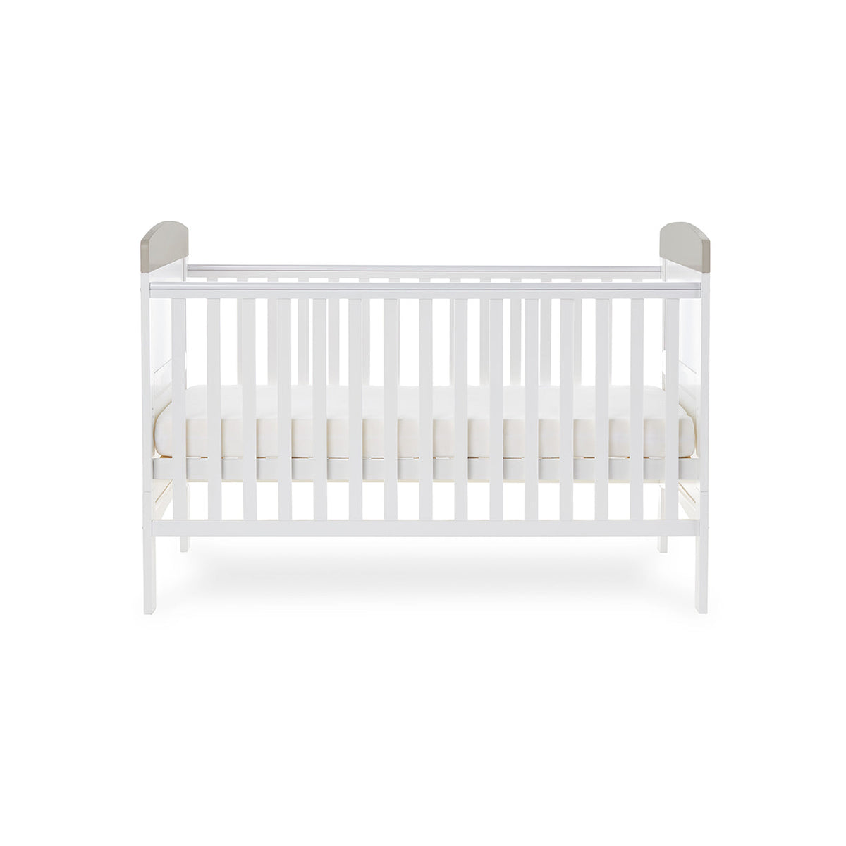 Obaby Grace Inspire Cot Bed & Fibre Mattress - Me & Mini Me Elephants - Grey