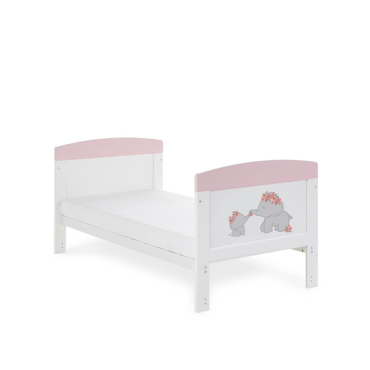 Obaby Grace Inspire Cot Bed & Underdrawer - Me & Mini Me Elephants - Pink