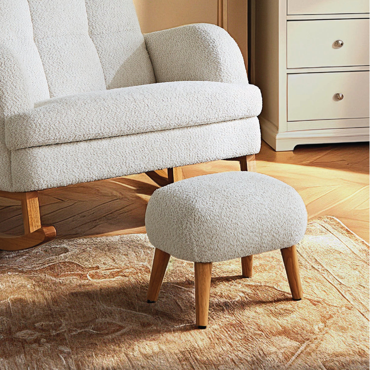 CuddleCo Etta Foot Stool - Boucle Off White