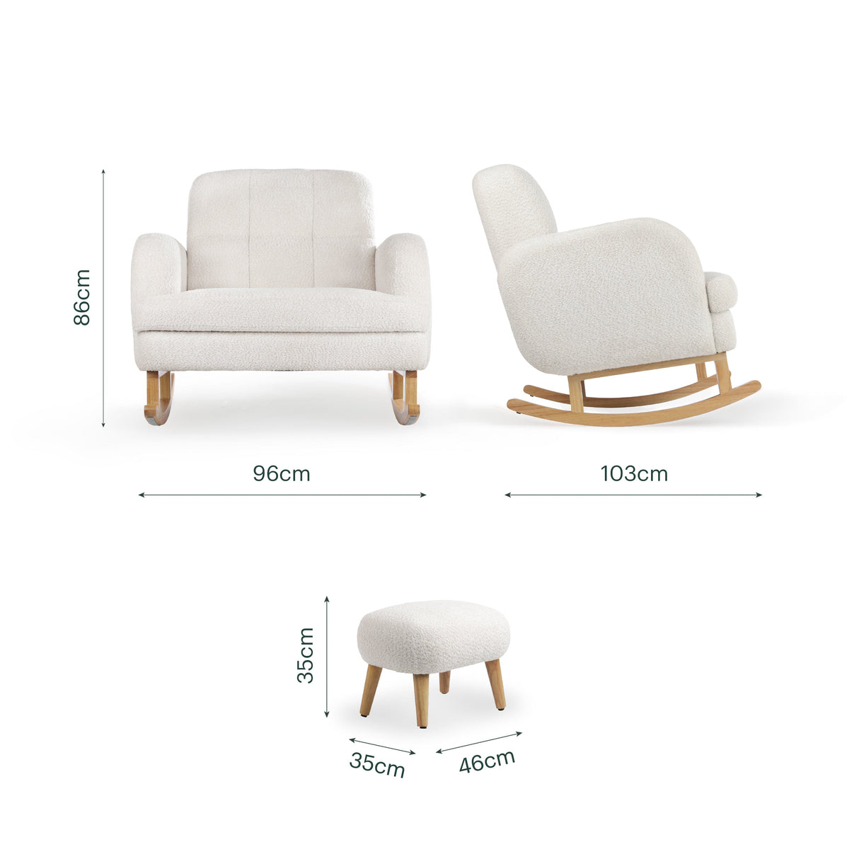 CuddleCo Etta Cuddle Nursing Chair & Footstool - Bouclé Off White