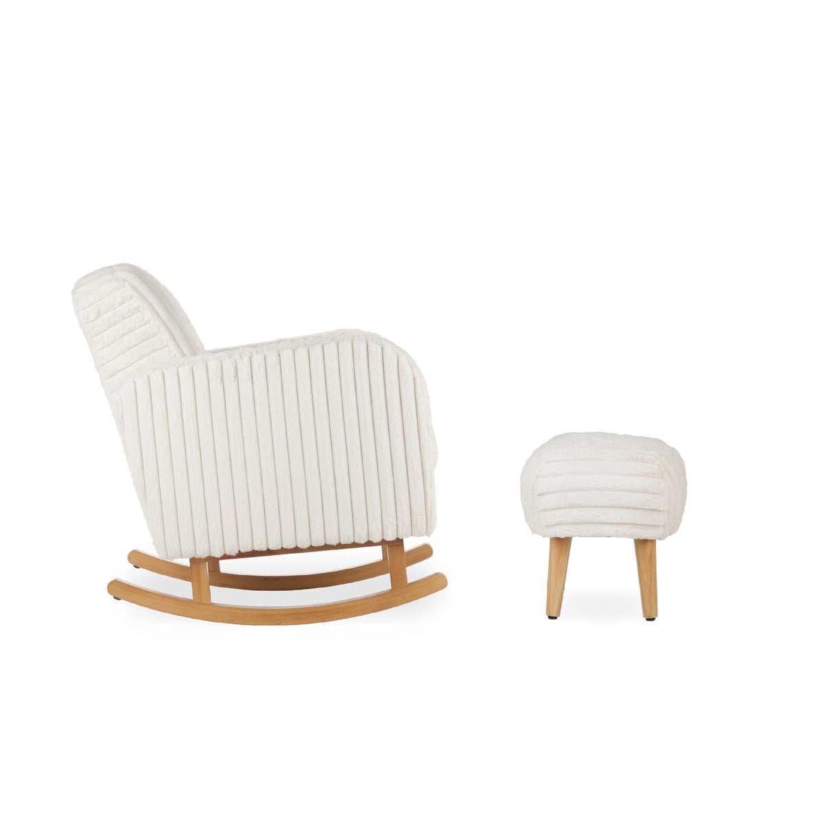 CuddleCo Etta Nursing Chair & Footstool - Faux Fur Cream