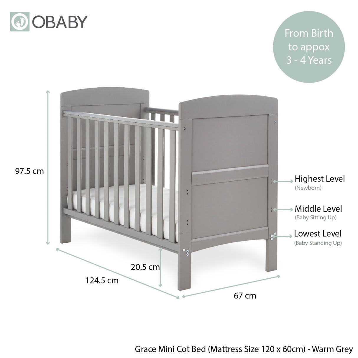 Obaby Grace Mini 2 Piece Room Set - Warm Grey