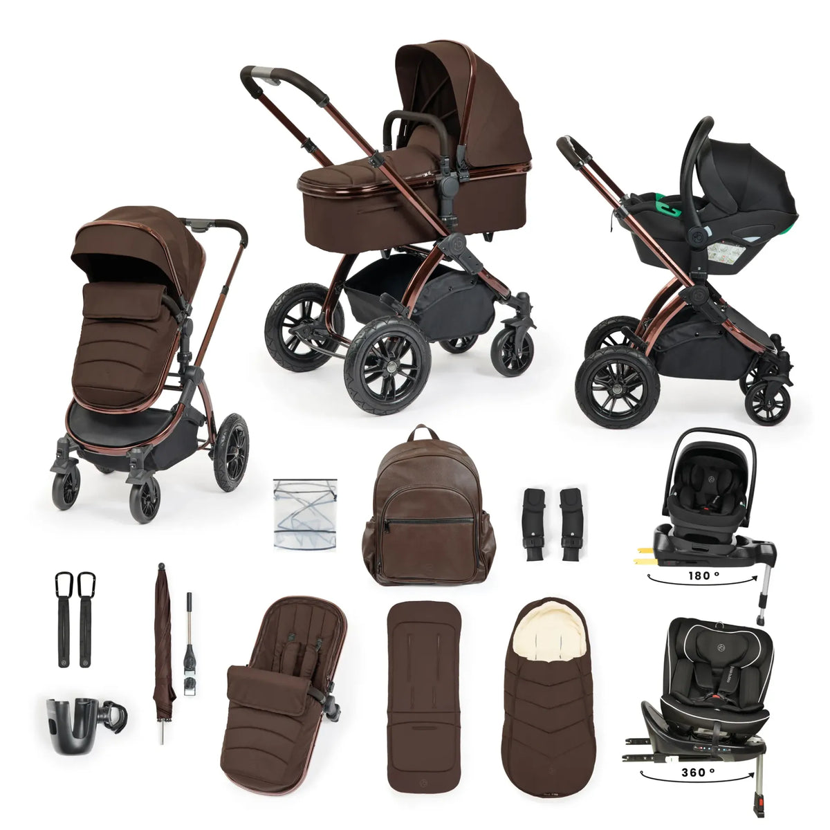 Ickle Bubba Stomp Luxe Elements Edition 16 Piece Travel Bundle with Nimbus - Chestnut