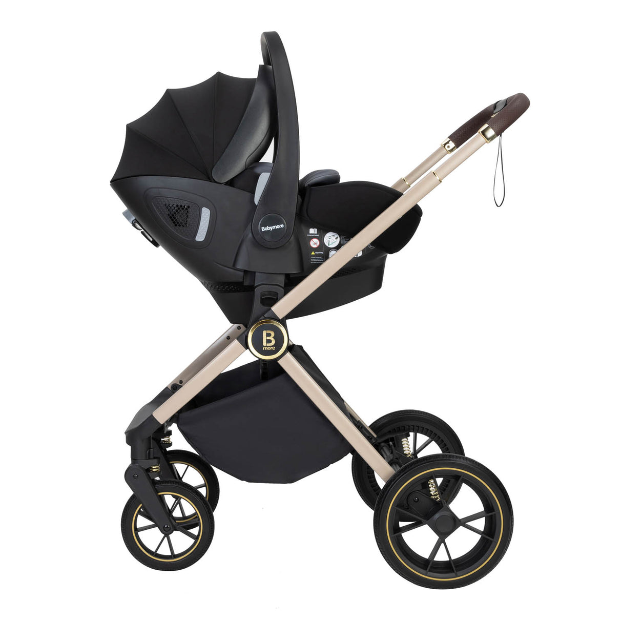 Babymore Kai Travel System + Pecan Car Seat & Base - Sandstone