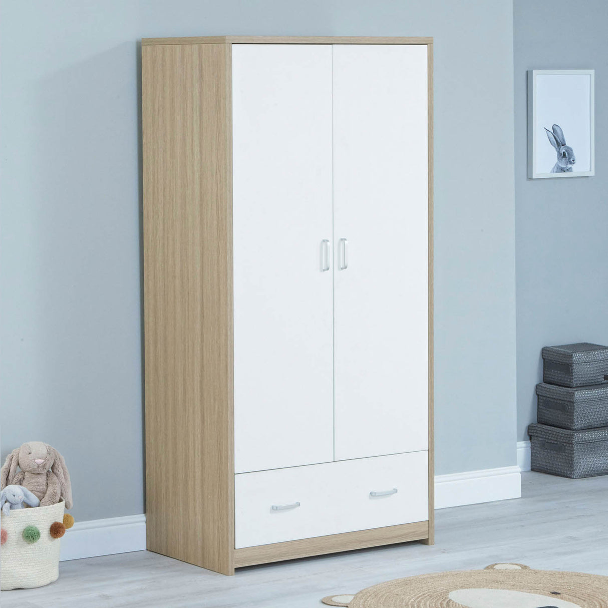Babymore Luno Veni Wardrobe - White Oak