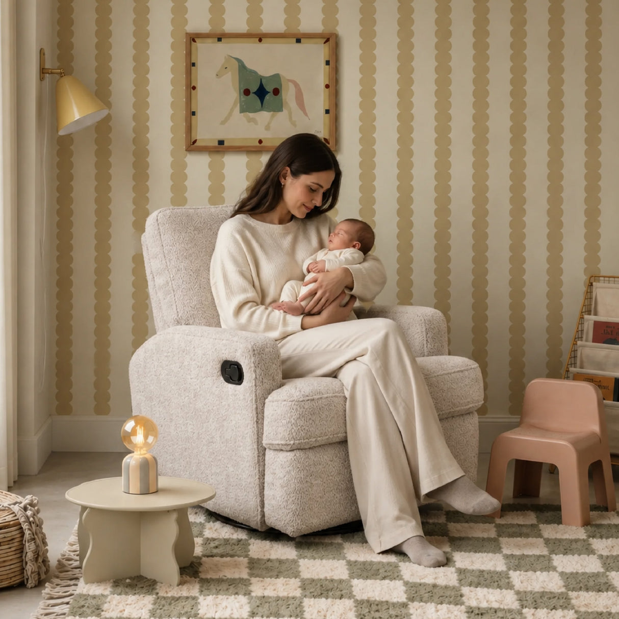 Obaby Madison Glider Recliner Chair – Chenille Marshmallow